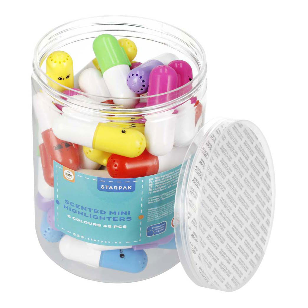Mini surligneurs parfumés, mélange de couleurs, 48 ​​pièces.