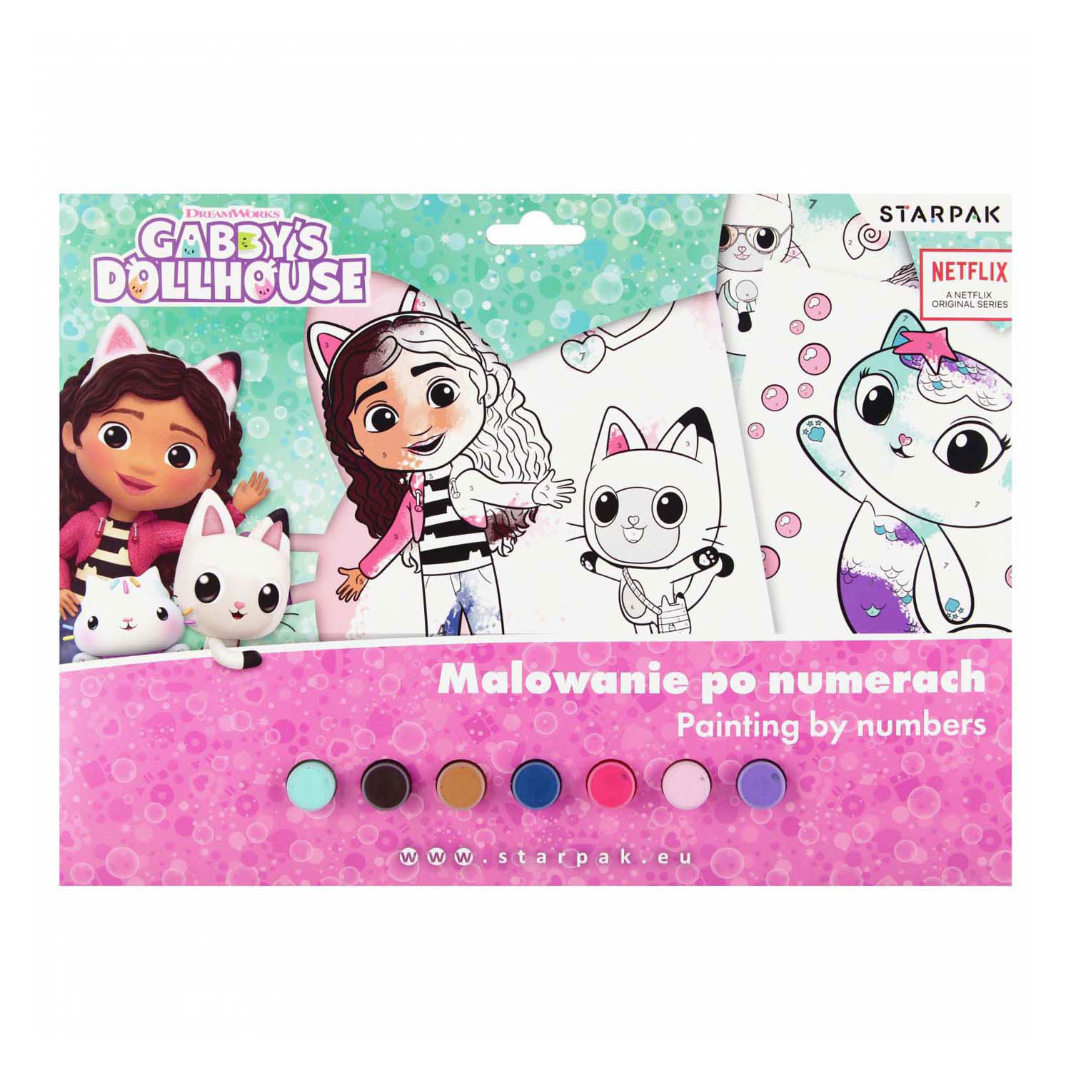 Gabby's Dollhouse – Malen nach Zahlen – inkl. 7 Farbtöne und Pinsel