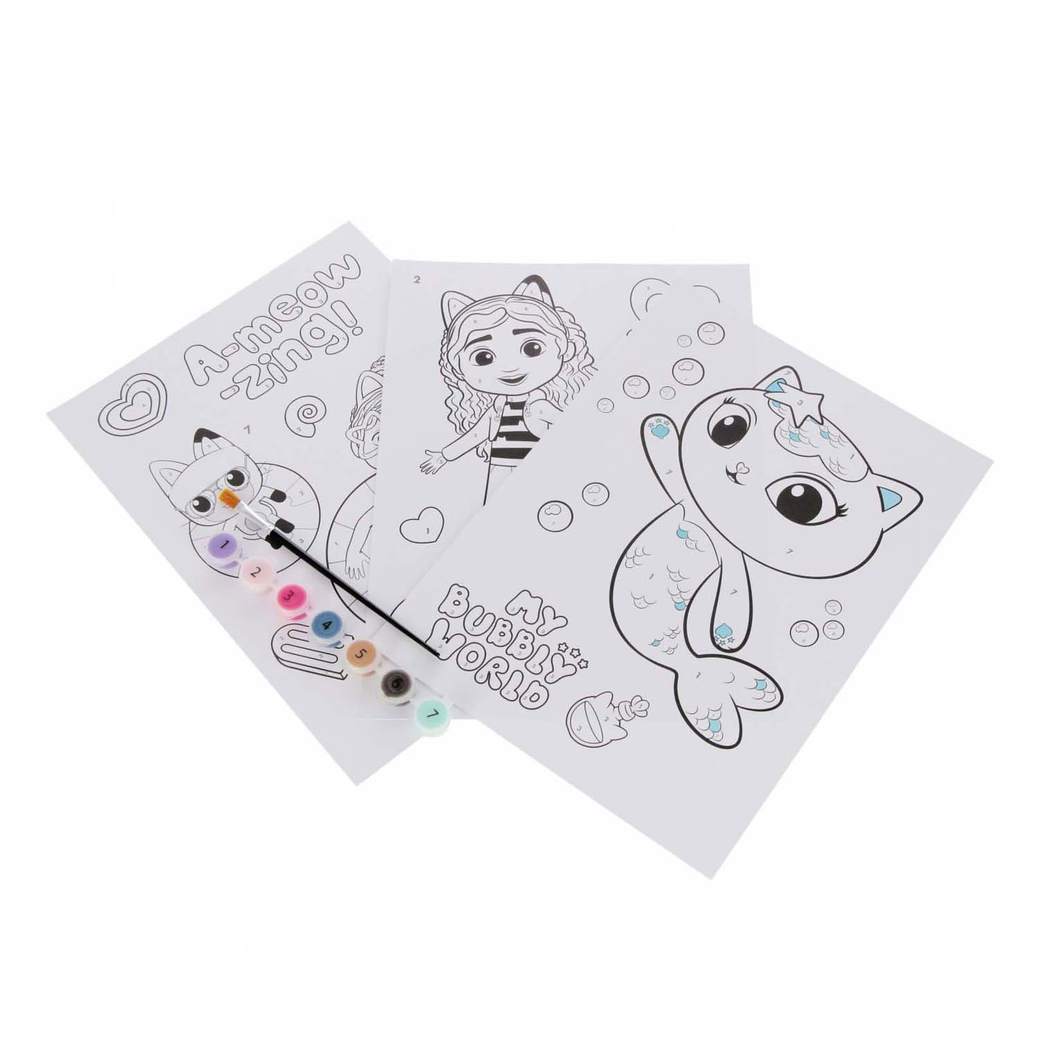 Gabby's Dollhouse – Malen nach Zahlen – inkl. 7 Farbtöne und Pinsel