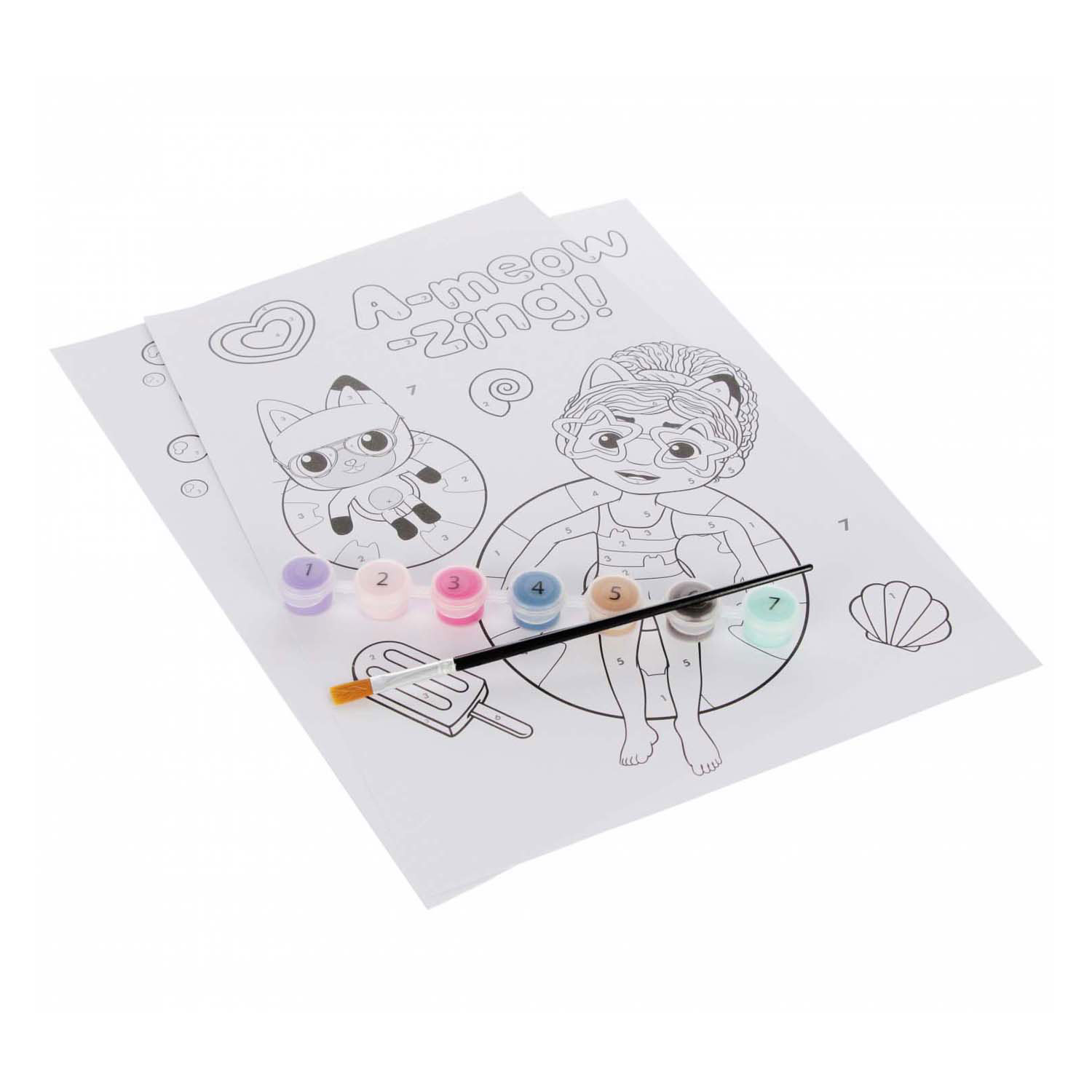 Gabby's Dollhouse – Malen nach Zahlen – inkl. 7 Farbtöne und Pinsel