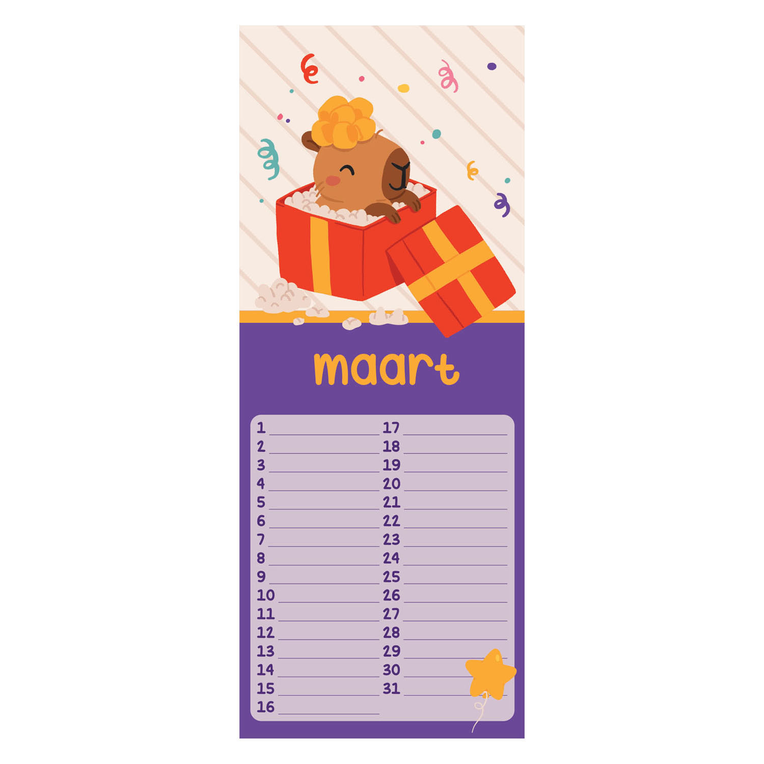 Verjaardagskalender - Capibara