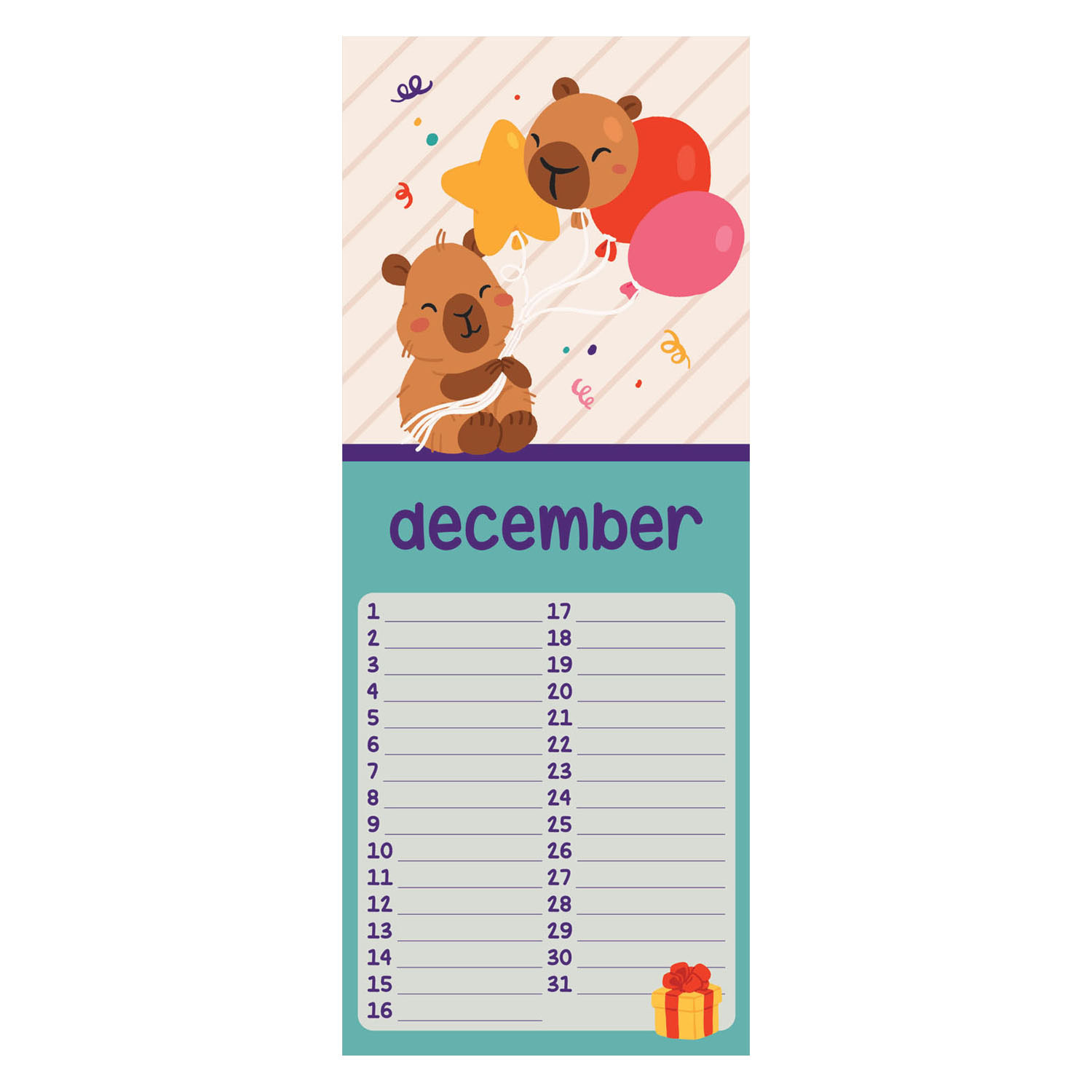 Verjaardagskalender - Capibara