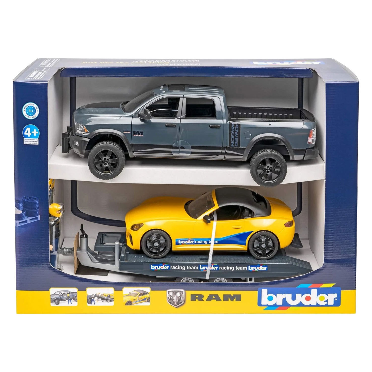 Bruder Dodge Ram 2500 Power Wagon met Race-Auto - 1:16