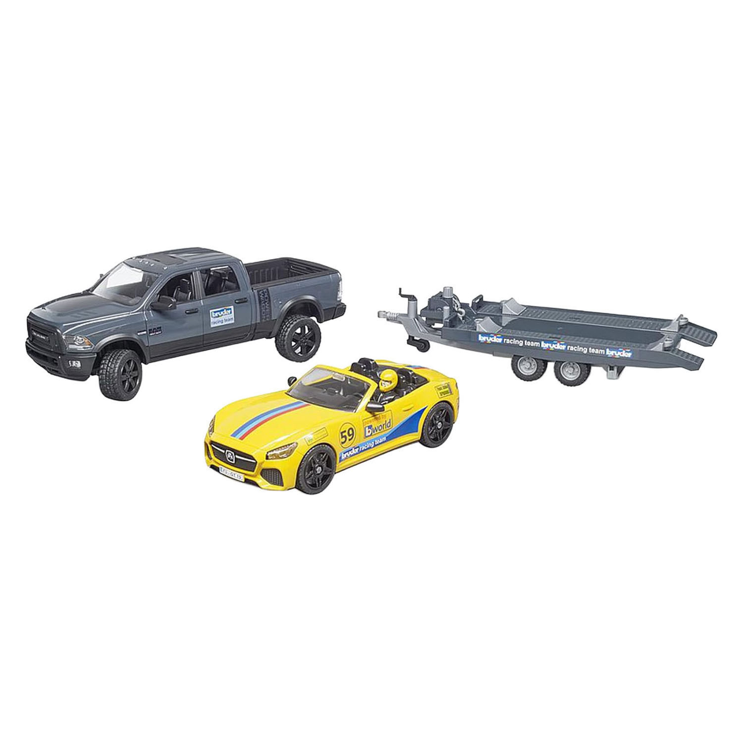 Bruder Dodge Ram 2500 Power Wagon met Race-Auto - 1:16