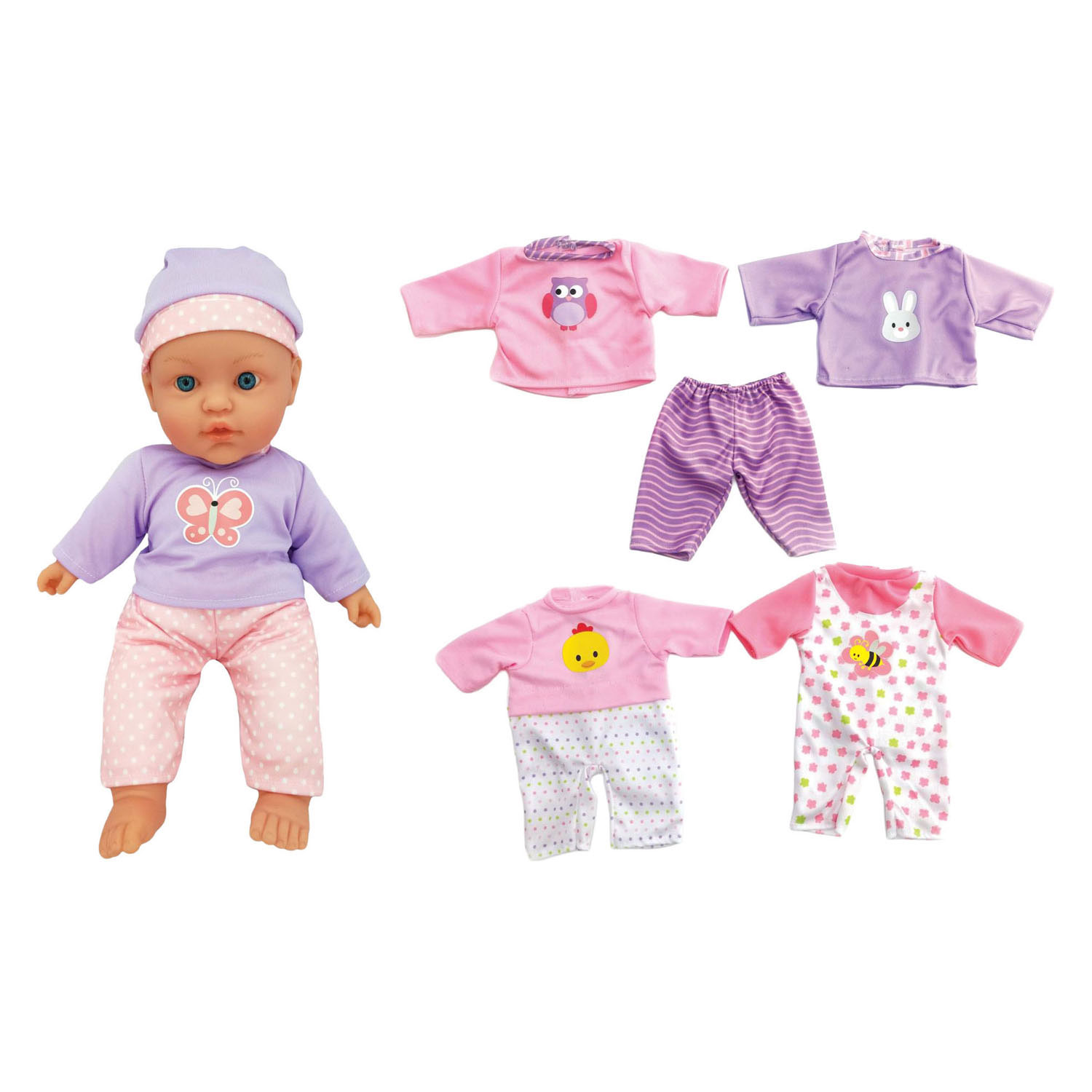 Babypop met Geluiden en Outfits - 41cm