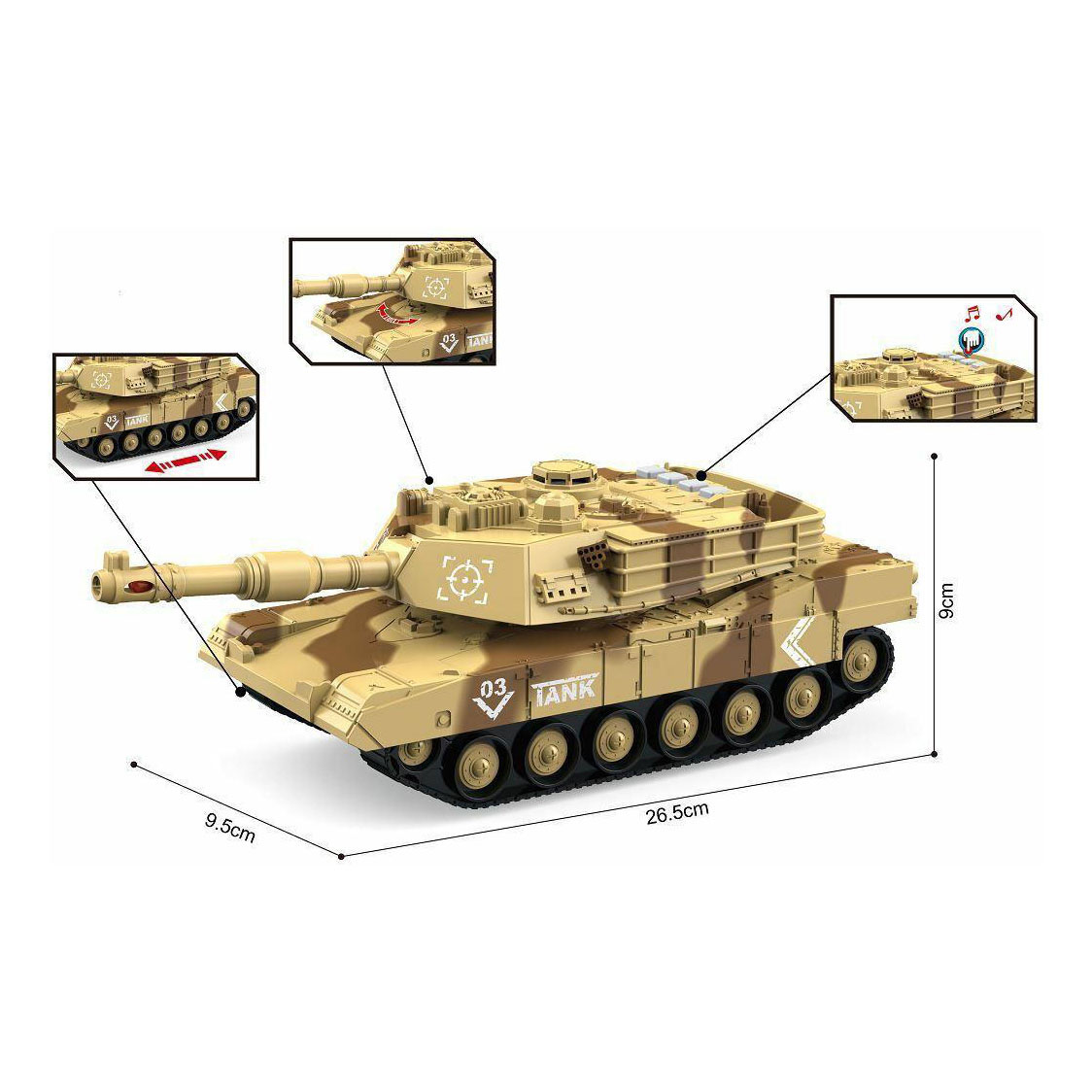 Tank met Licht en Geluid 1:16 - 26cm