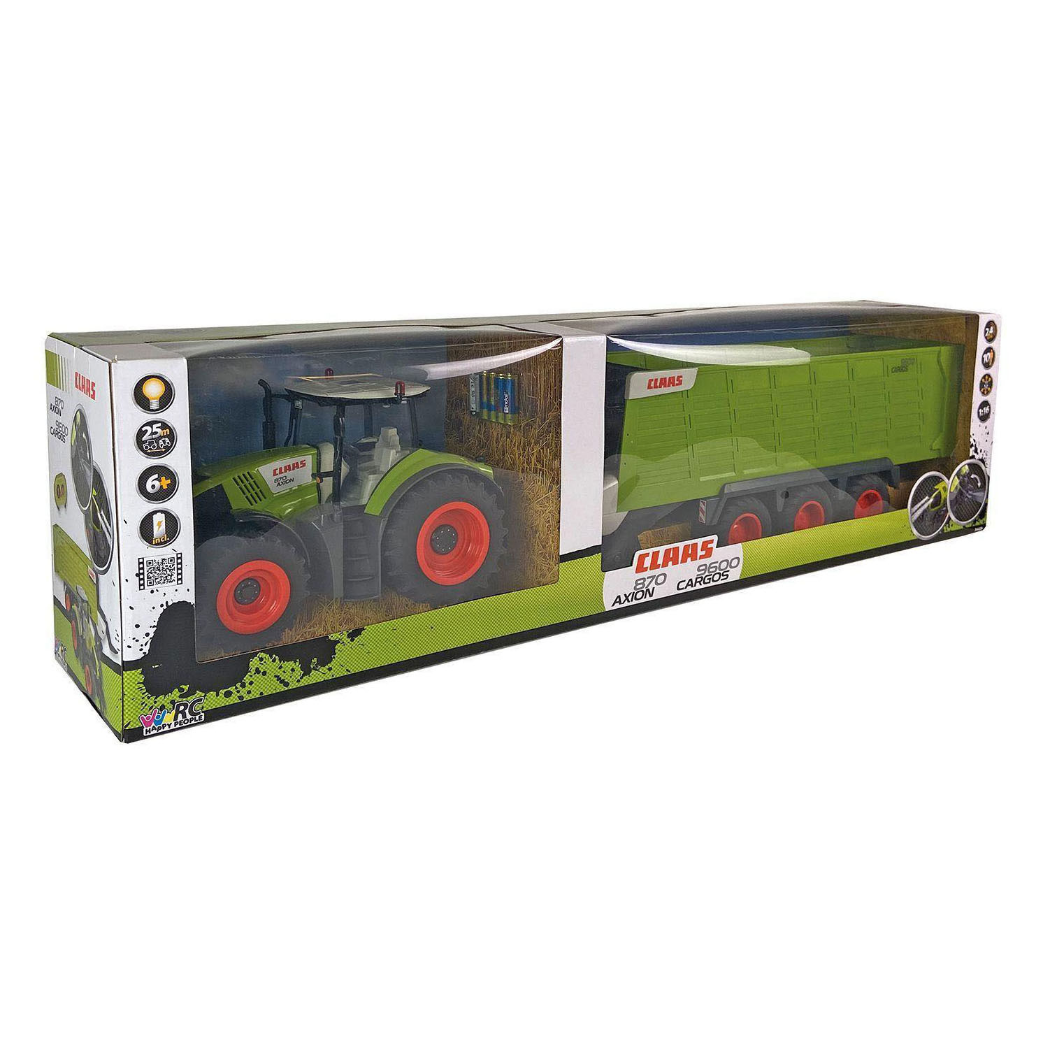 RC 2.4GHz Bestuurbare Claas Axion 870 met Cargos 9600 Trailer - 1:16