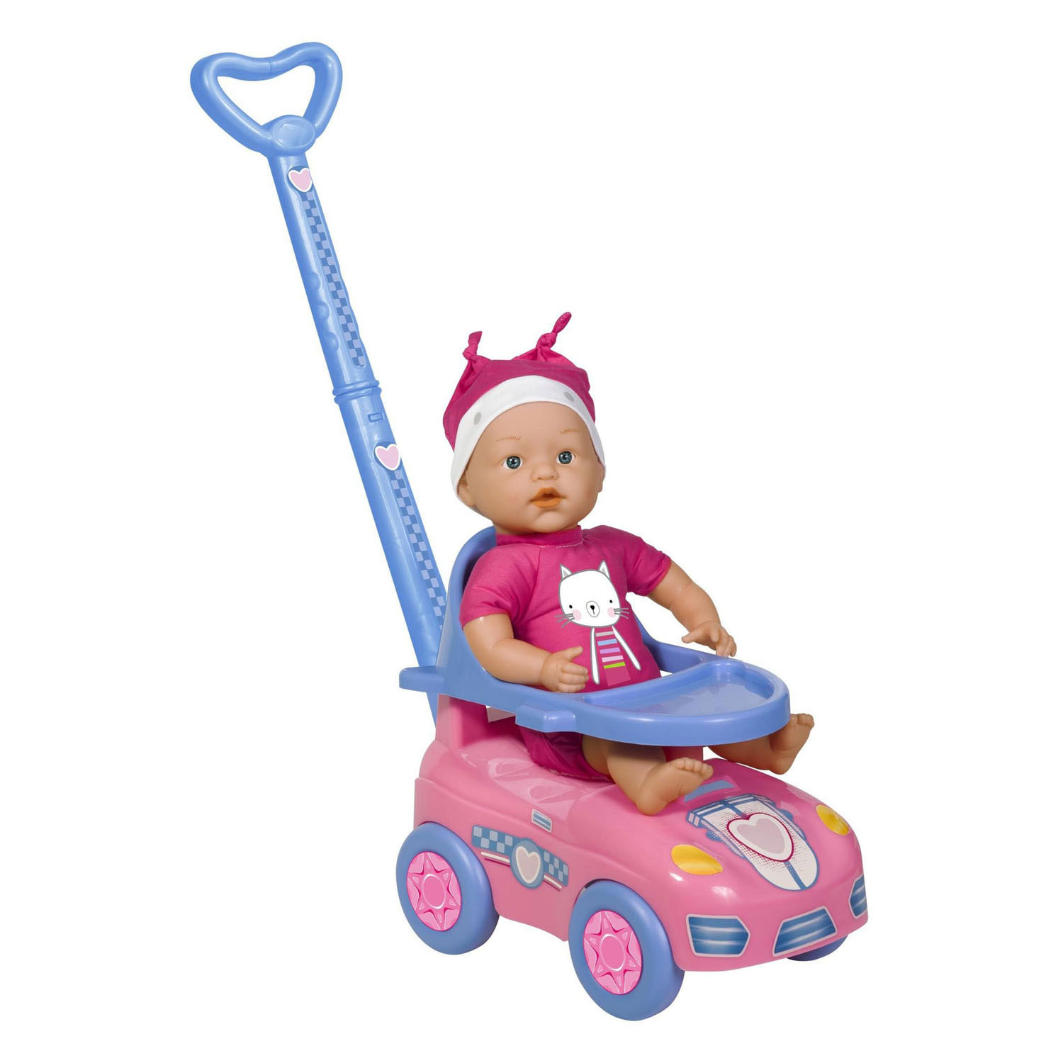 Dolly Babypop met Loopauto - 37cm