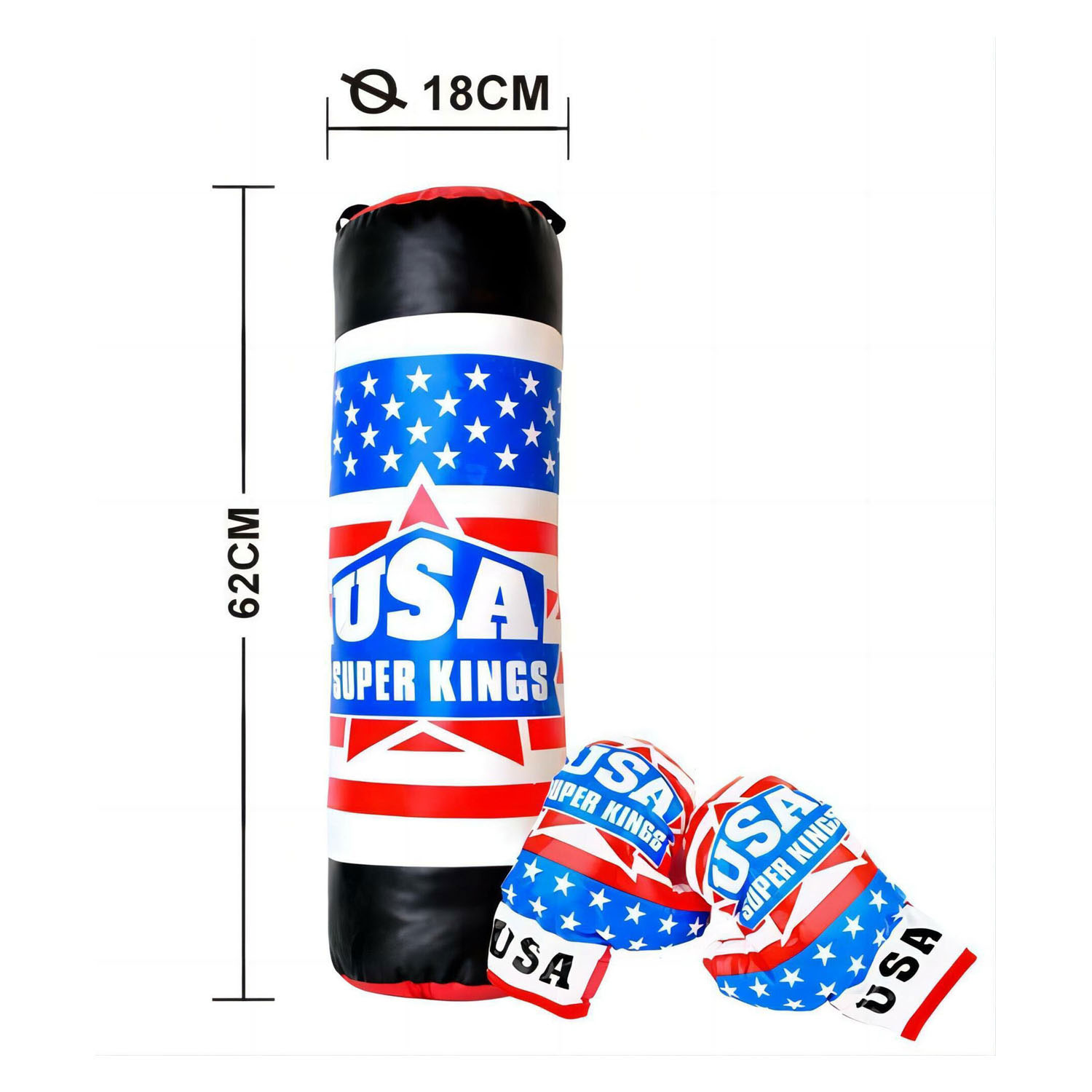 Bokszak 60cm USA Super Kings - met 2 Handschoenen