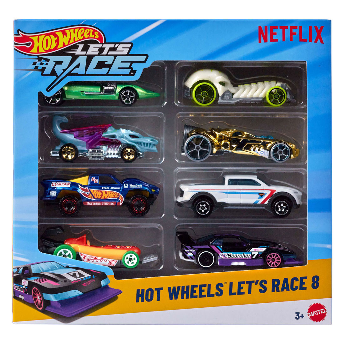 Hot Wheels Die Cast Let's Race Spielzeugautos - 8 Stück.