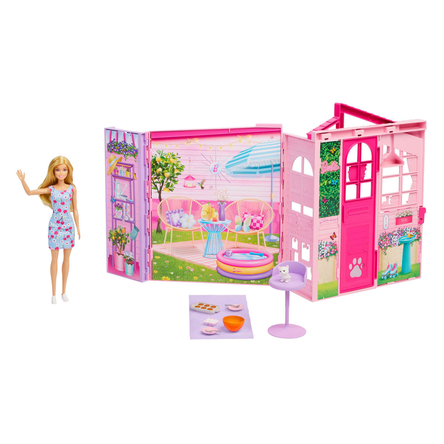 Barbie Weekend Escape Huis met Modepop - 10+dlg.