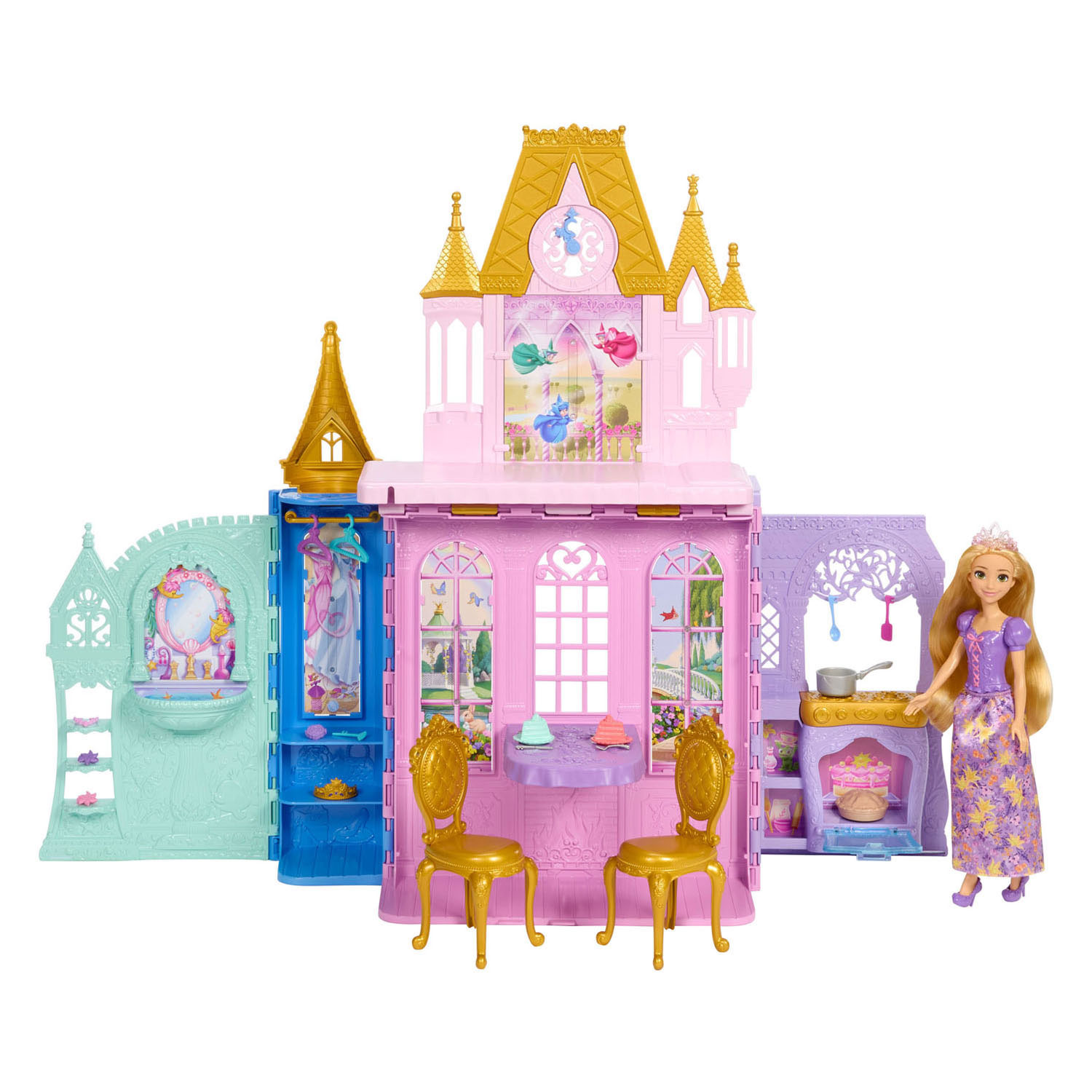 Disney Princess Rapunzel Pop en Close & Carry Kasteel Speelset