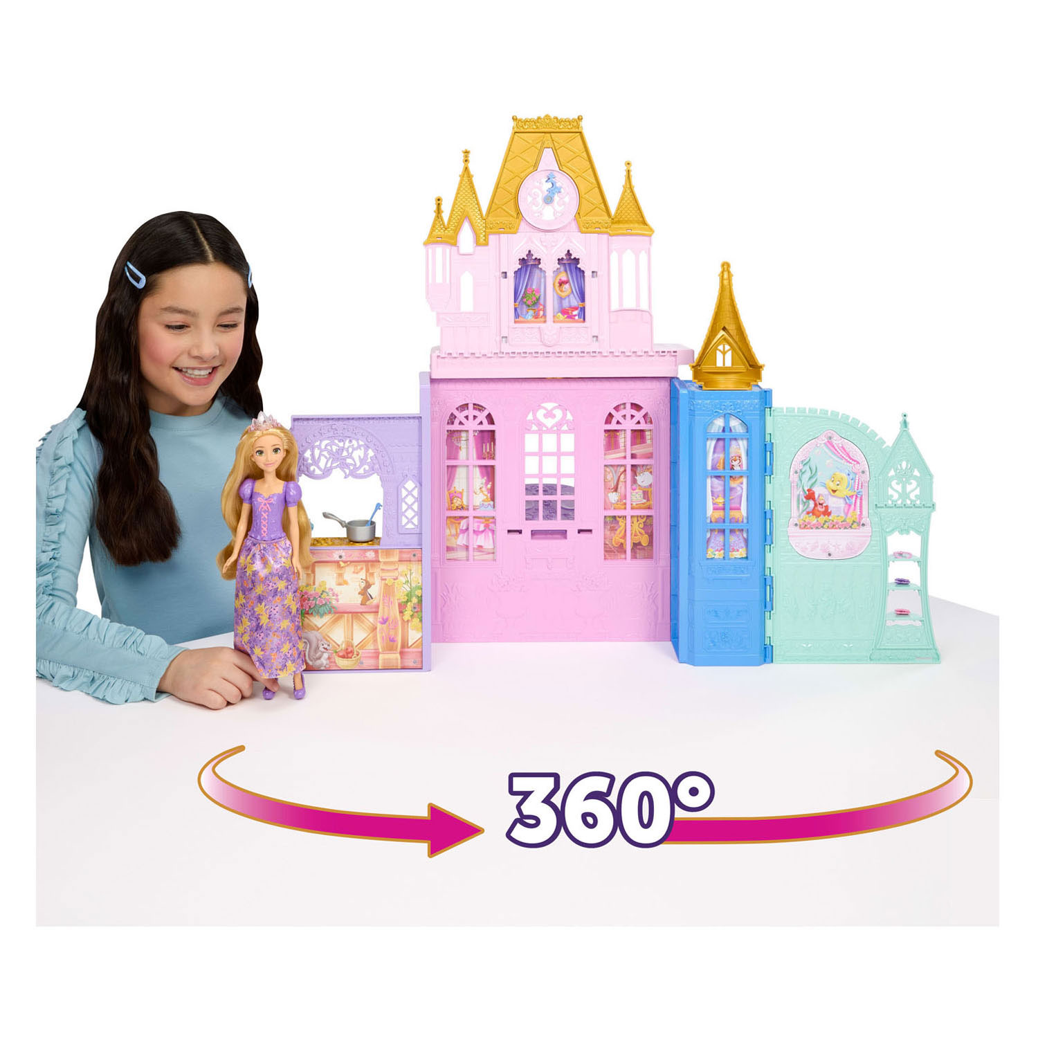 Disney Princess Rapunzel Pop en Close & Carry Kasteel Speelset