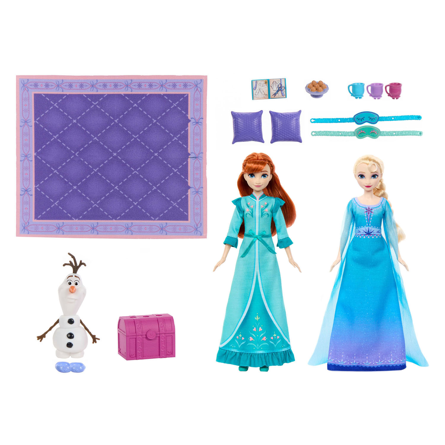 Disney Frozen Anna en Elsa Slaapfeestje Modepoppen - 14dlg.