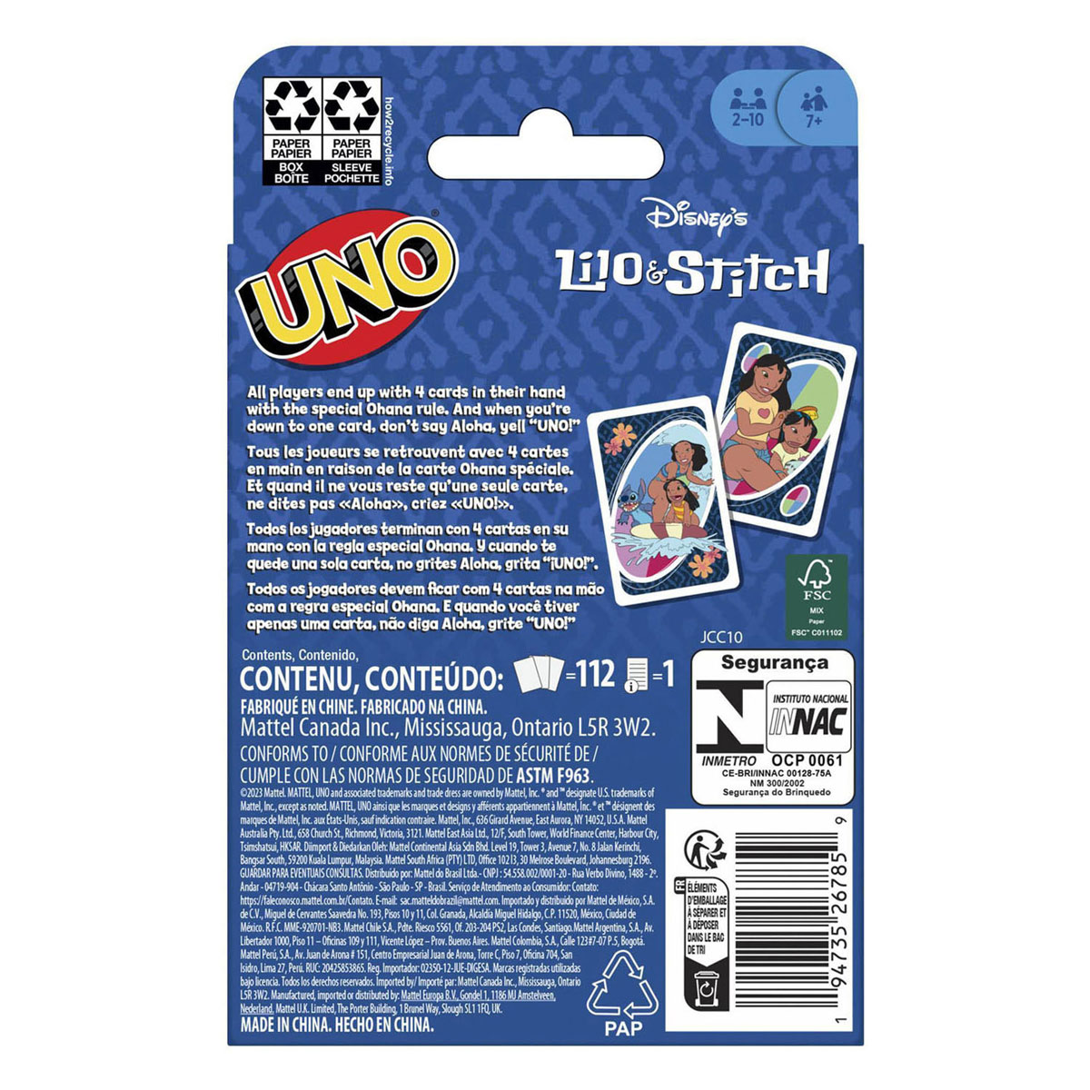 UNO Disney Lilo et Stitch Jeu de cartes