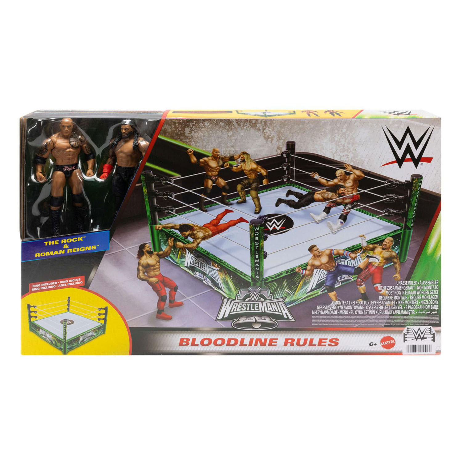 Ring WWE + 2 figurines
