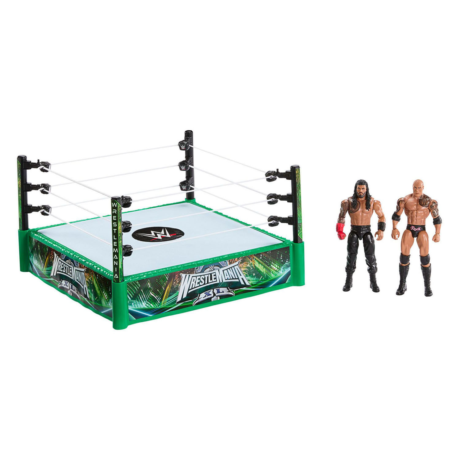 Ring WWE + 2 figurines