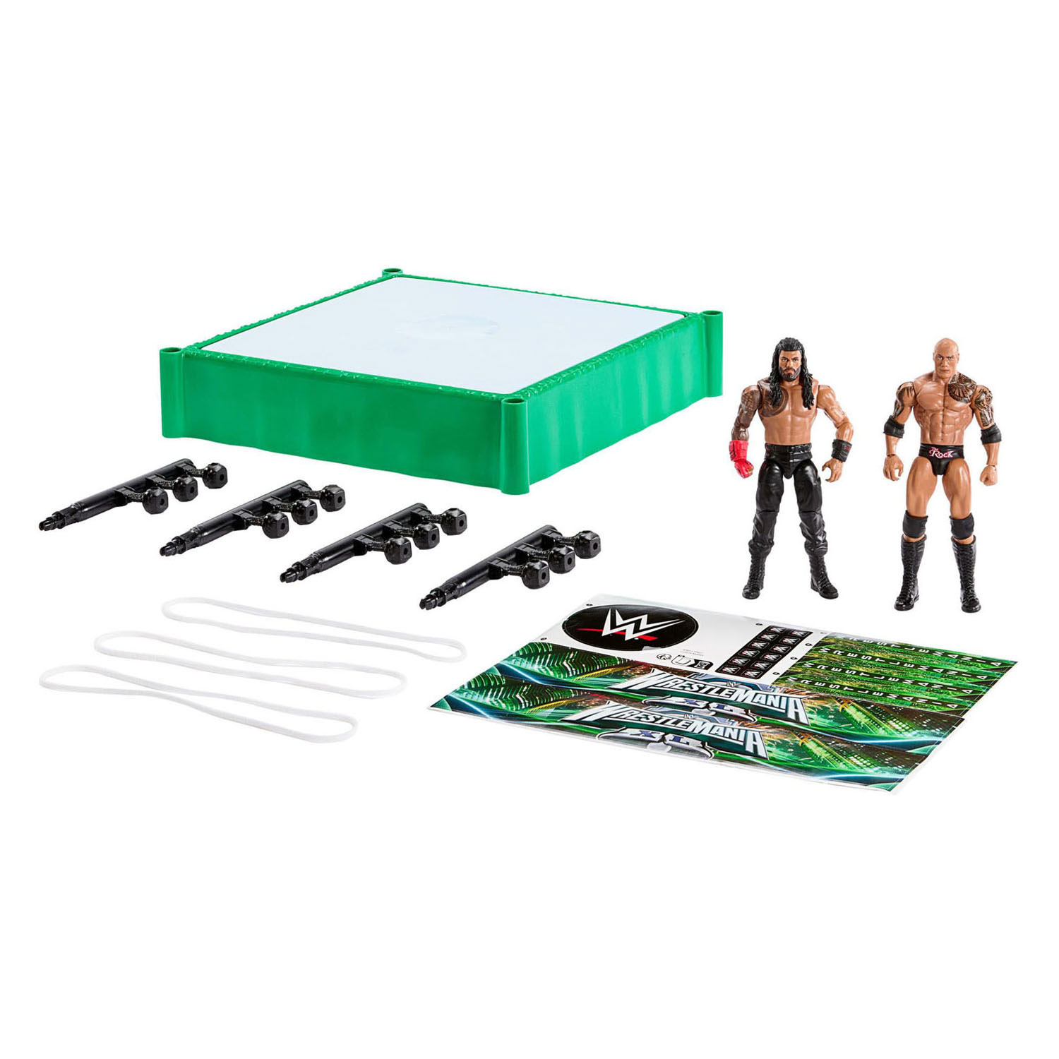 Ring WWE + 2 figurines