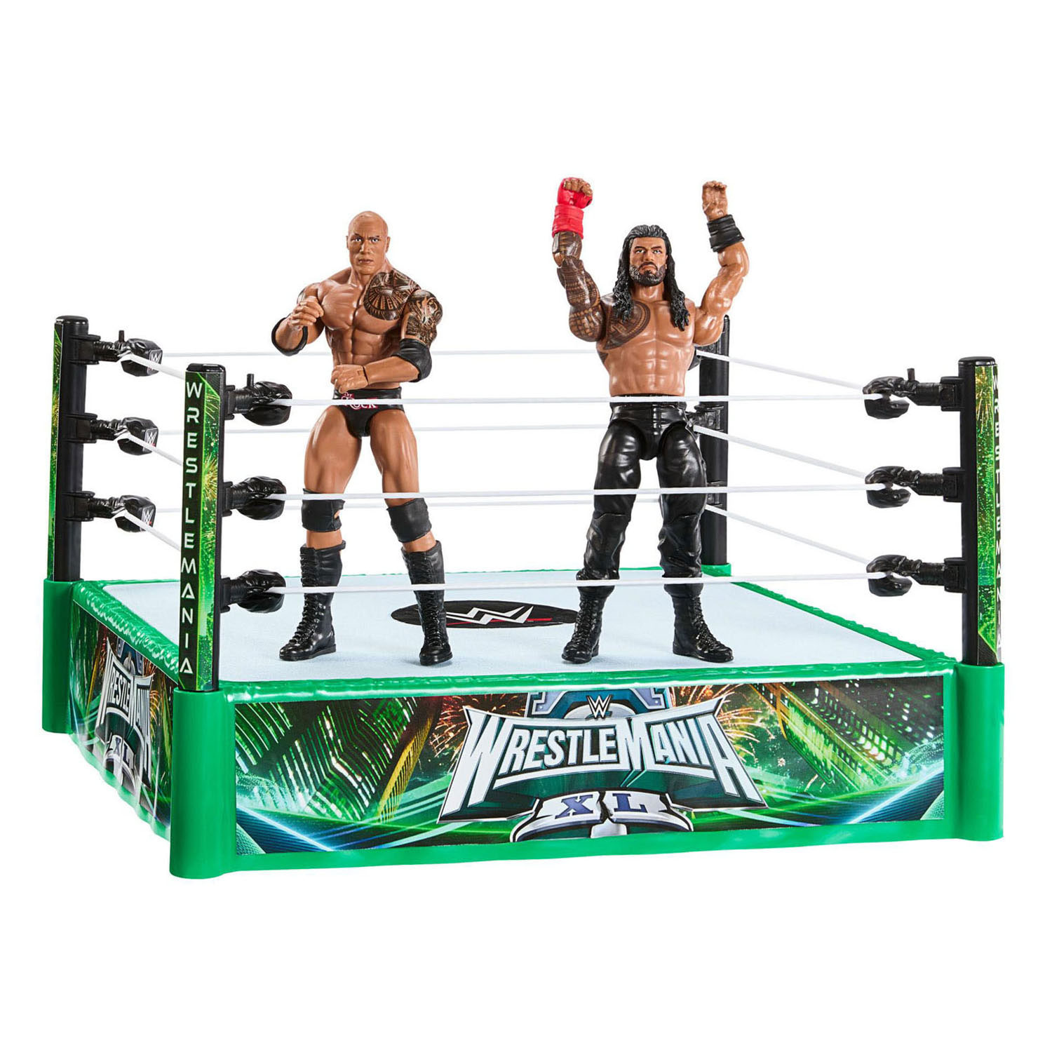Ring WWE + 2 figurines