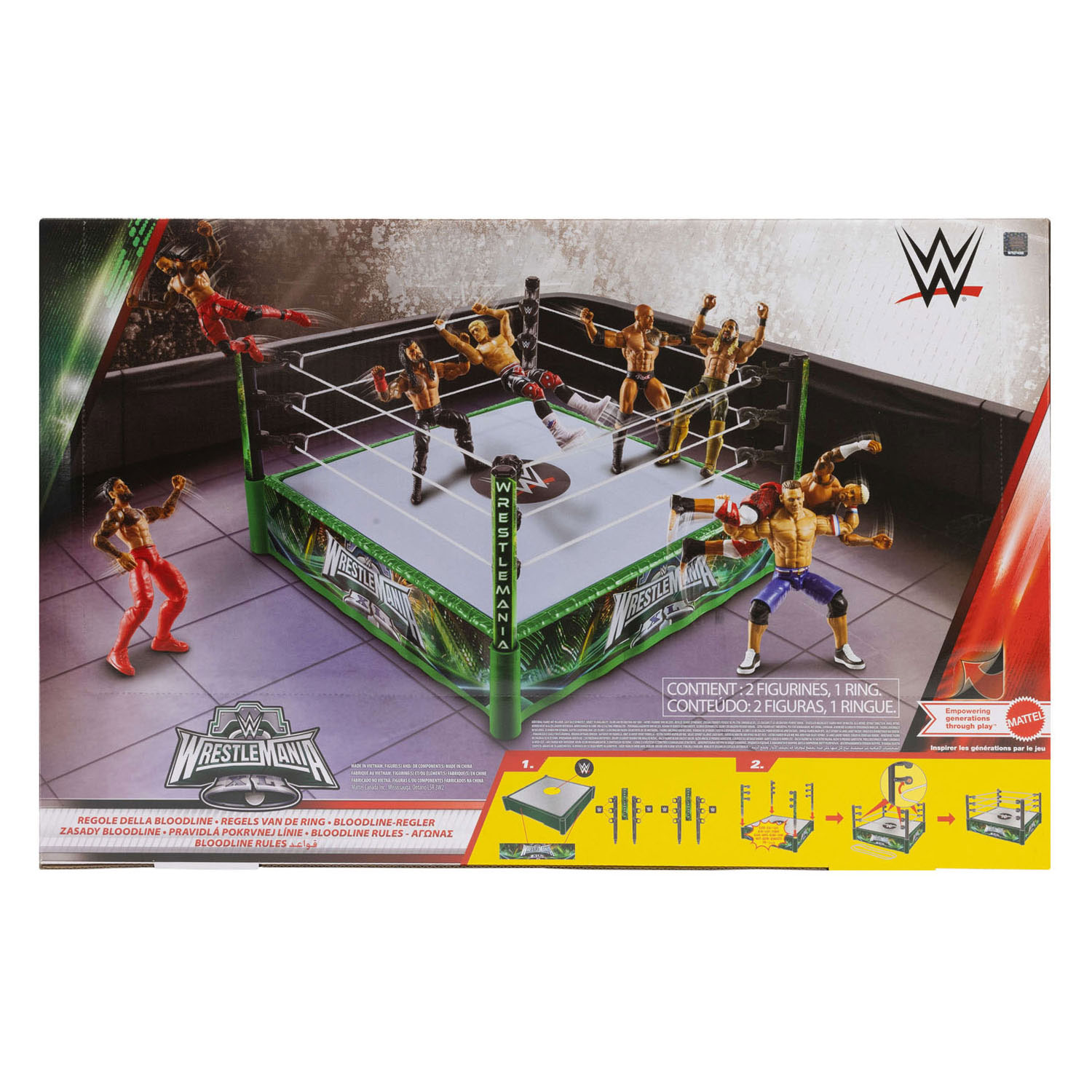 Ring WWE + 2 figurines