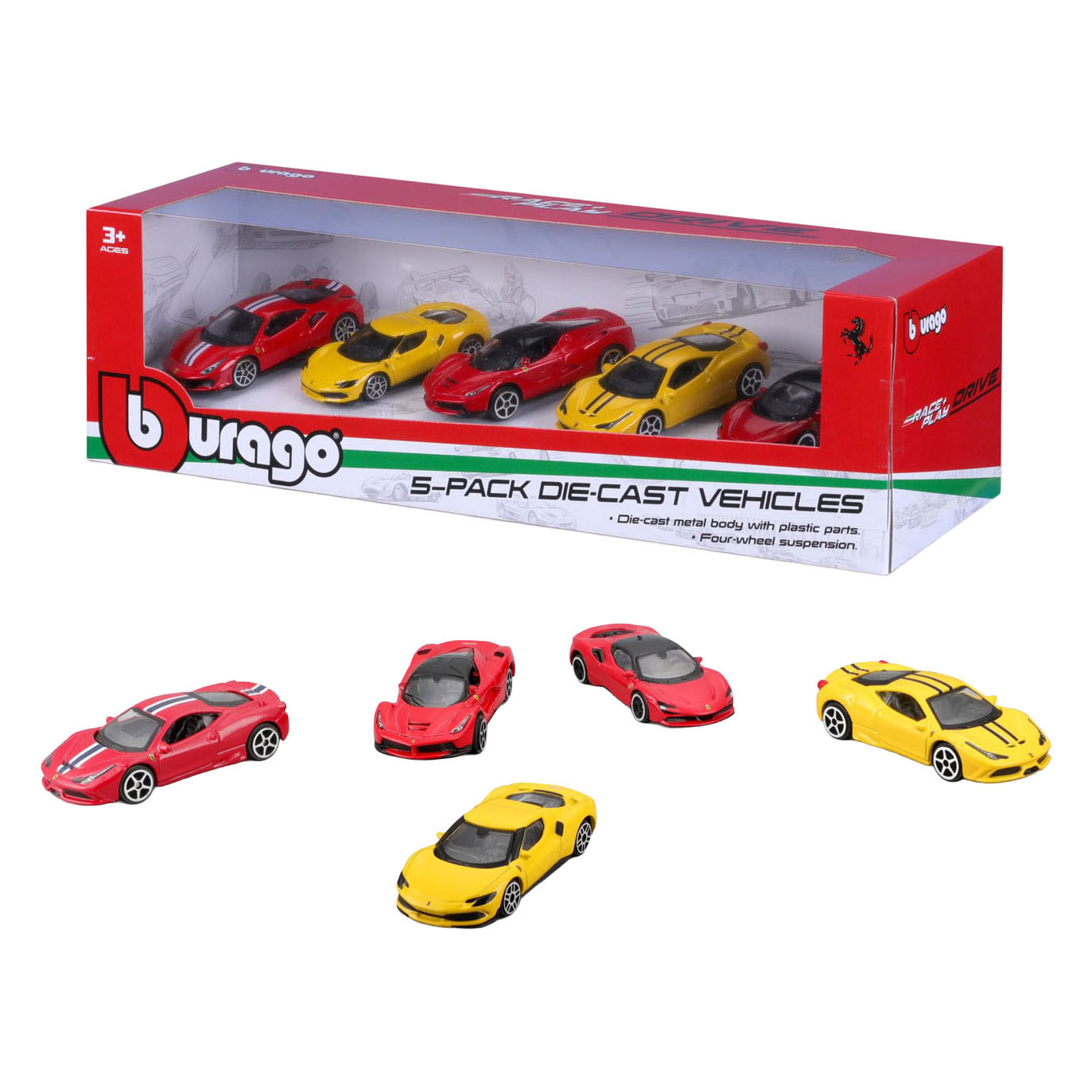 Burago Ferrari Die Cast Auto's 1:64 - 5st.