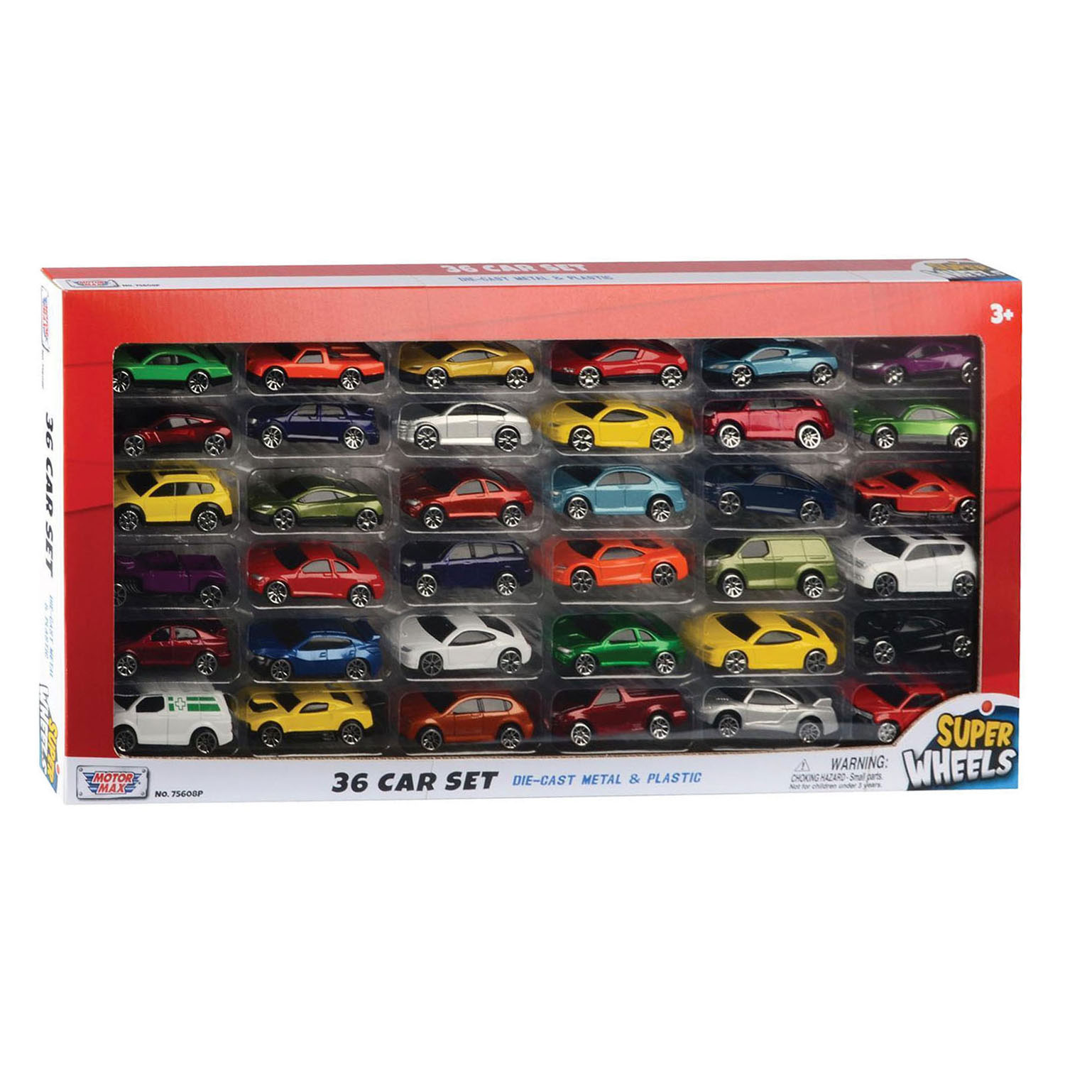 Coffret de 36 voitures miniatures moulées sous pression avec tissu de signalisation.