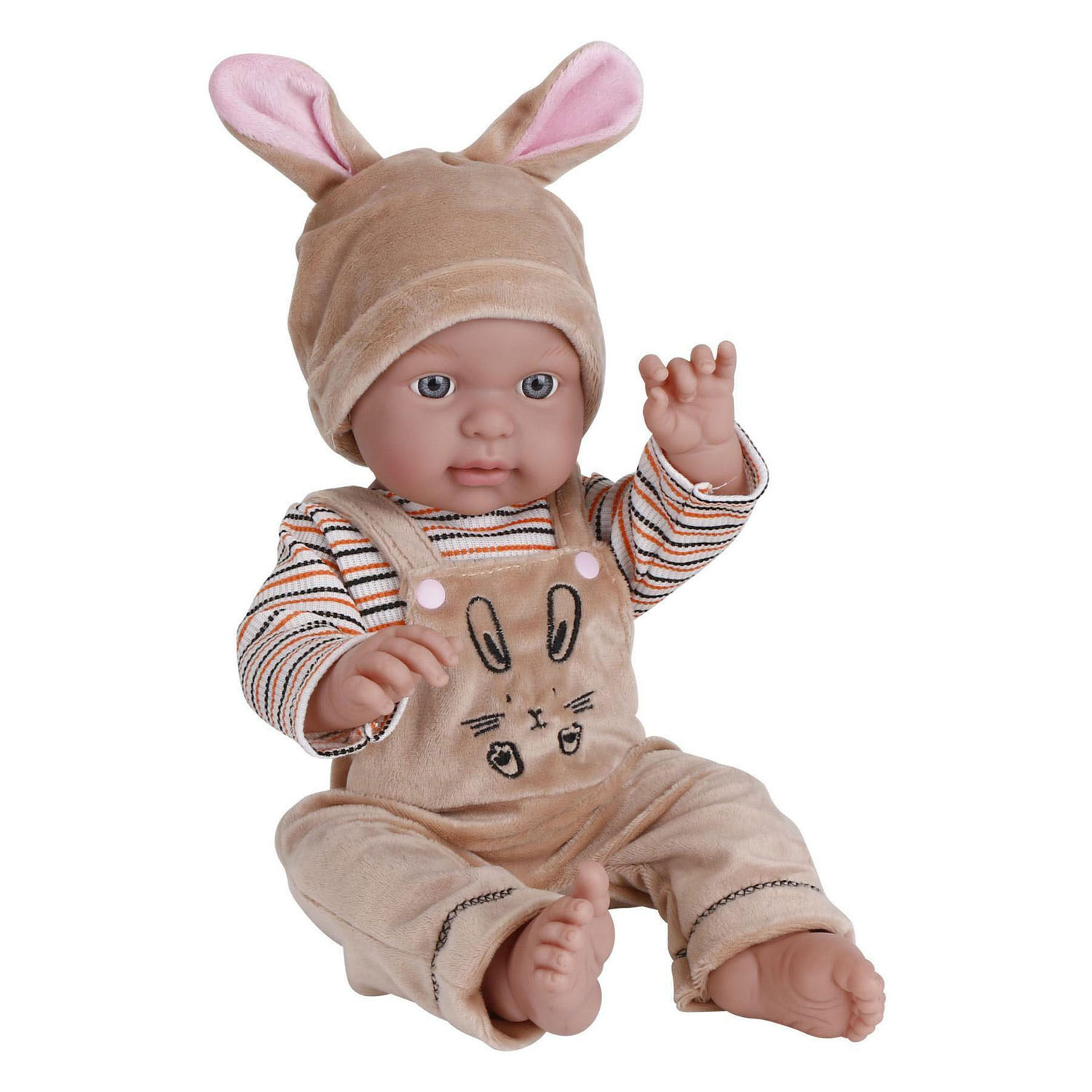 Baby met Konijntjesmuts - 45cm