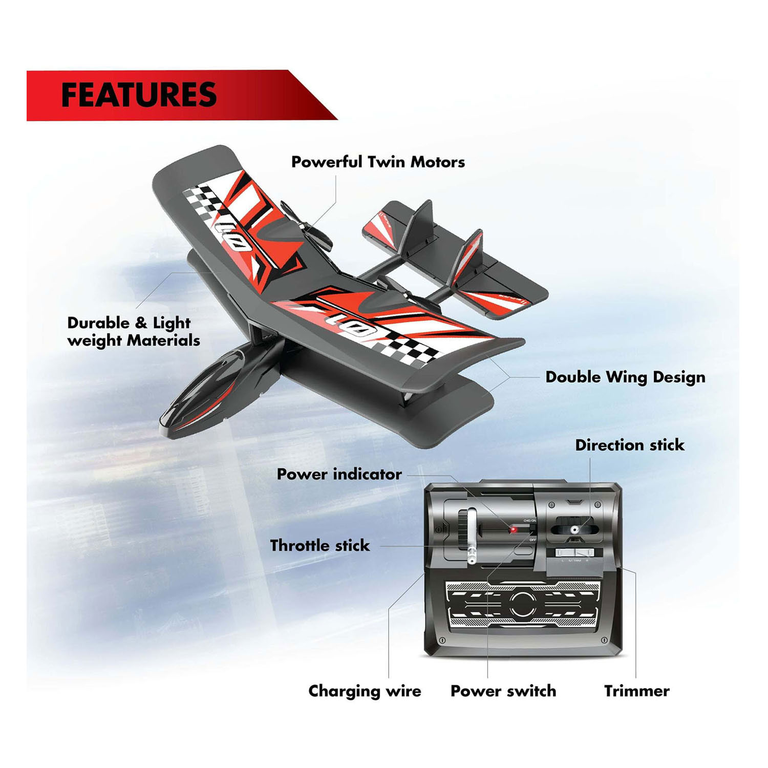 RC Bi-Wing Evo Vliegtuig