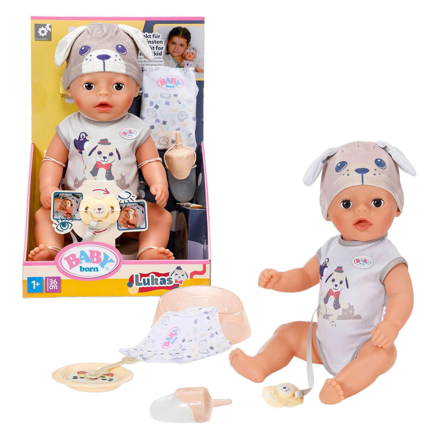 Bébé né, petit garçon Lukas, peluche douce au toucher - 36 cm