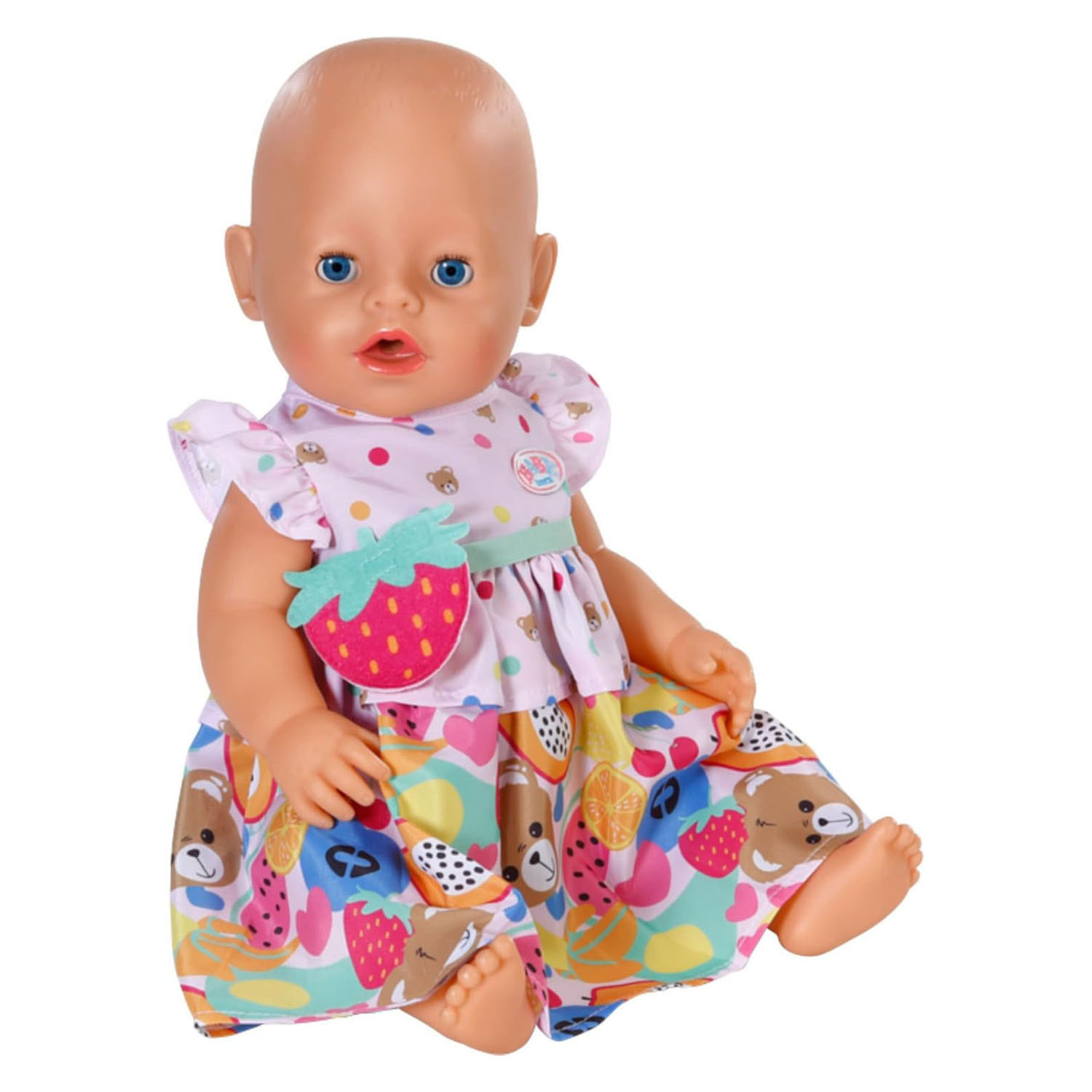 Robe BABY born Fruit avec sac à main fraise - 43 cm