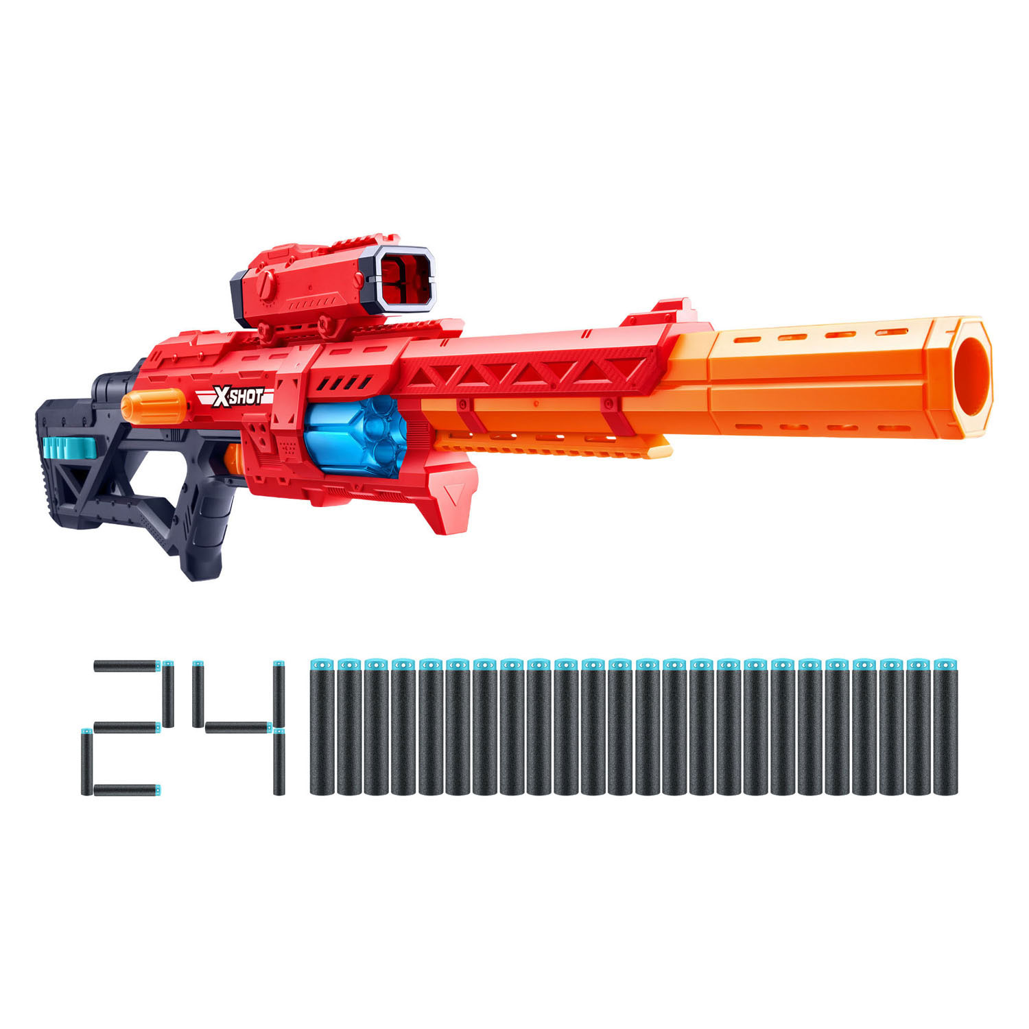 ZURU X-Shot Excel Red Range X8 Blaster mit 24 Darts