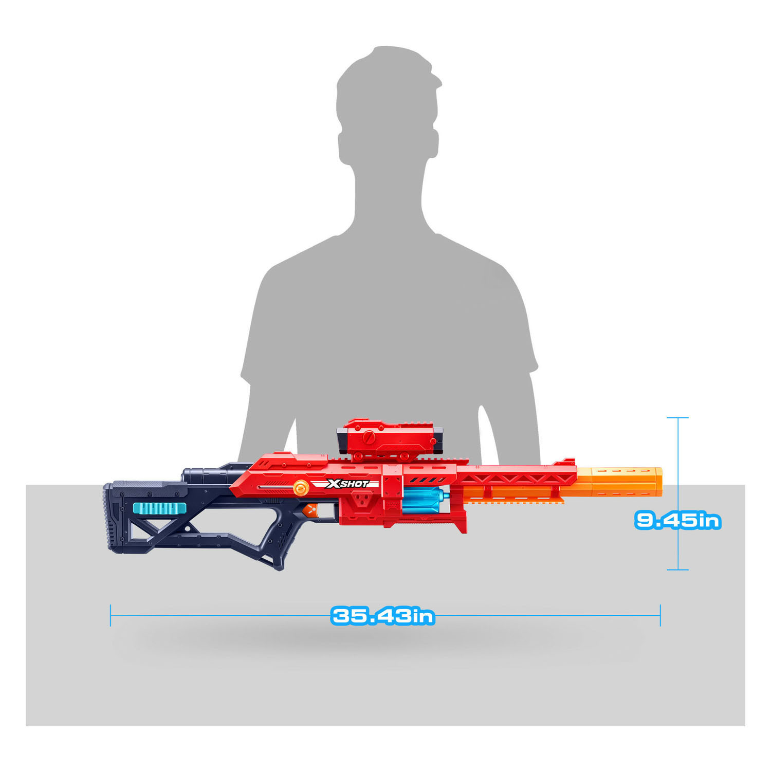 ZURU X-Shot Excel Red Range X8 Blaster mit 24 Darts