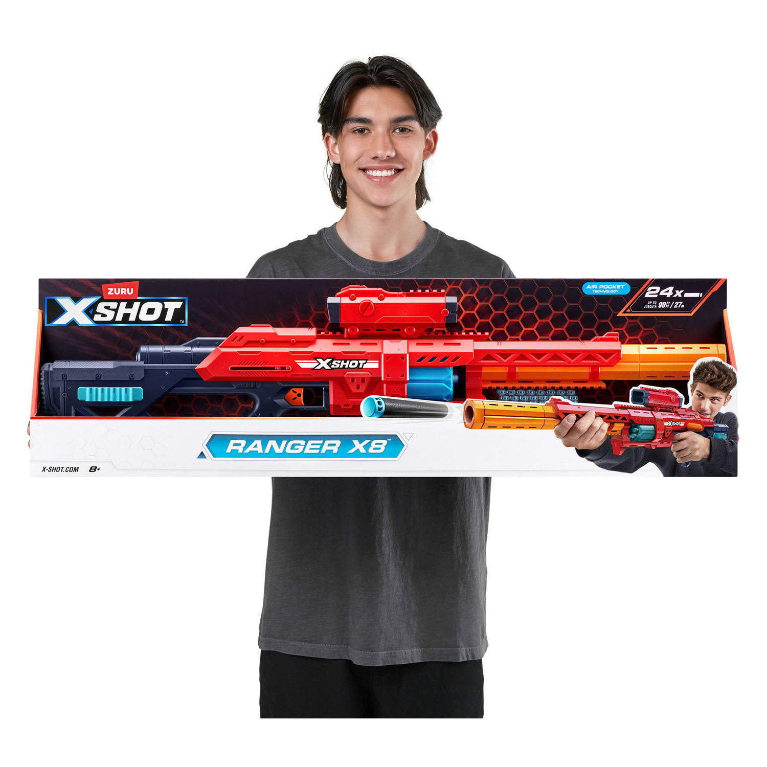 ZURU X-Shot Excel Red Range X8 Blaster mit 24 Darts
