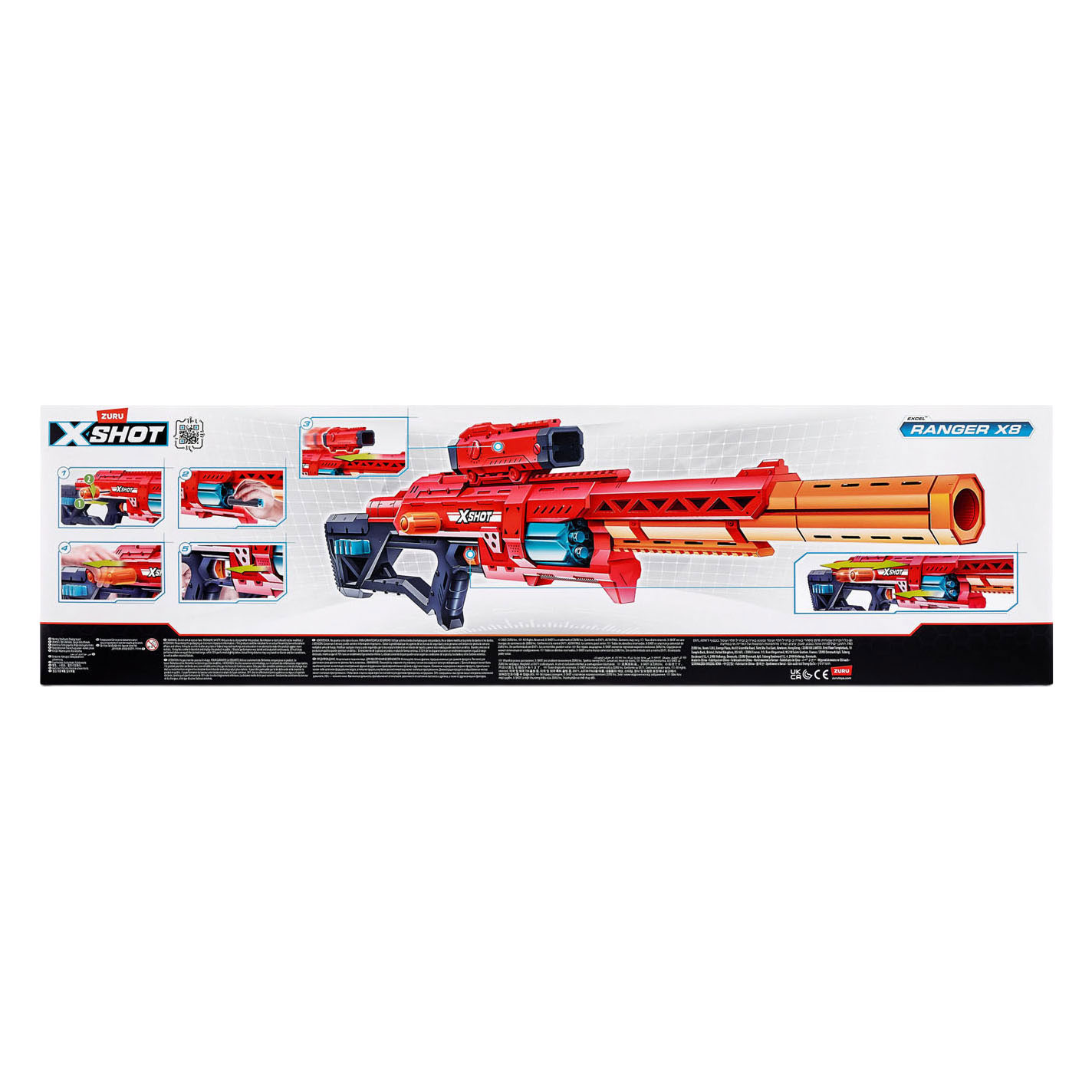 ZURU X-Shot Excel Red Range X8 Blaster mit 24 Darts