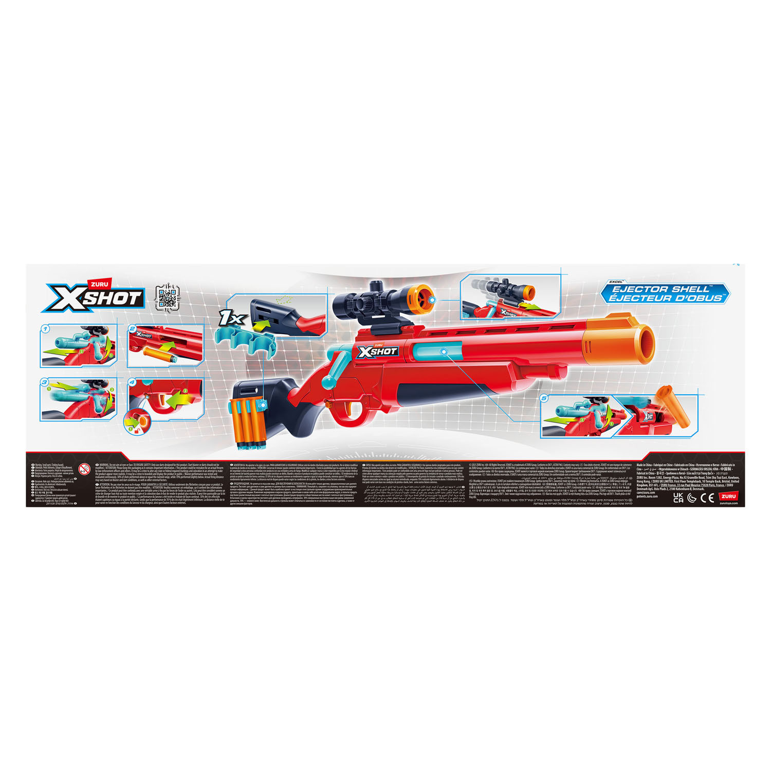 Pistolet à fléchettes ZURU X-Shot à verrou - 8 fléchettes