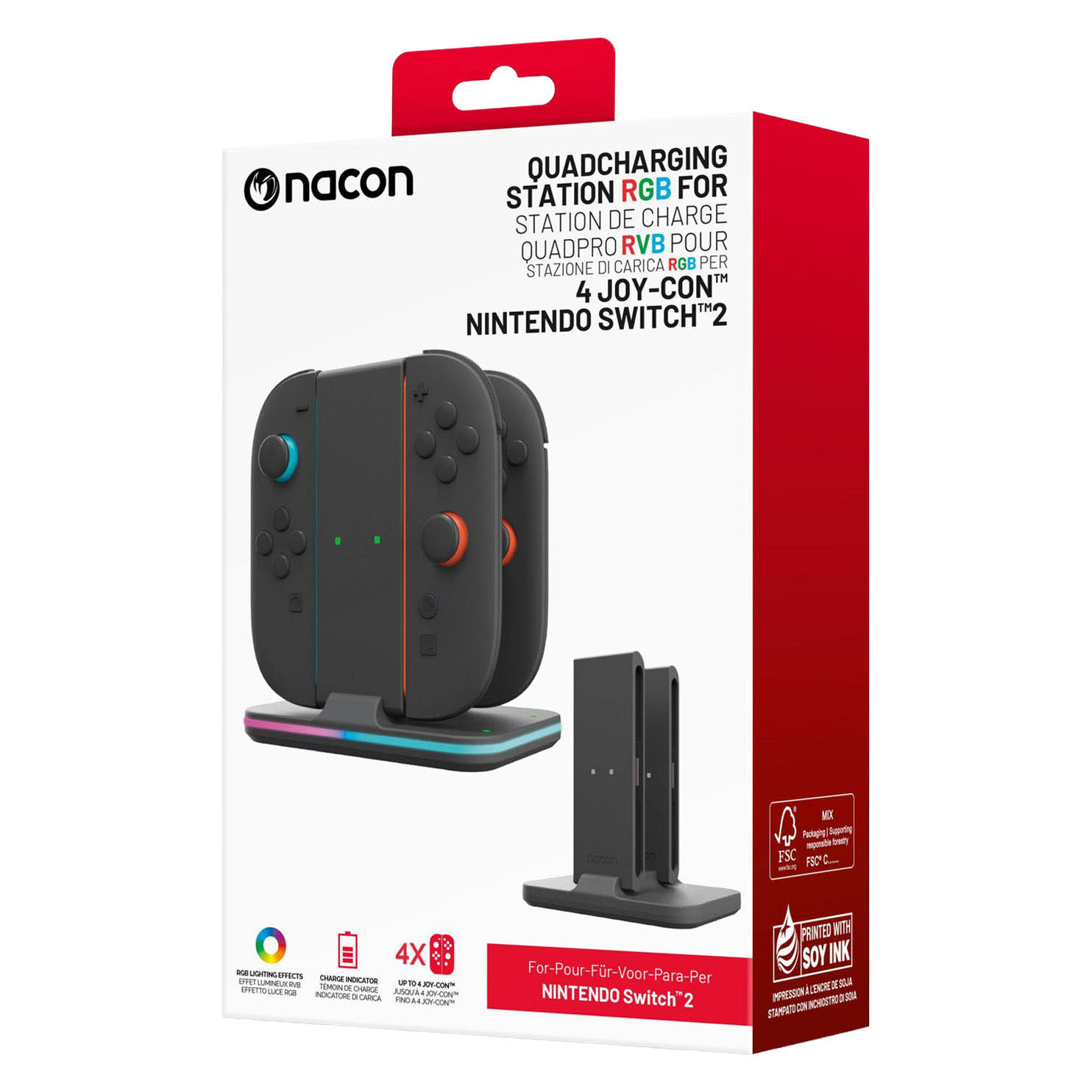 Chargeur quadruple Nacon pour Nintendo Switch 2 (4 manettes Joy-Con)
