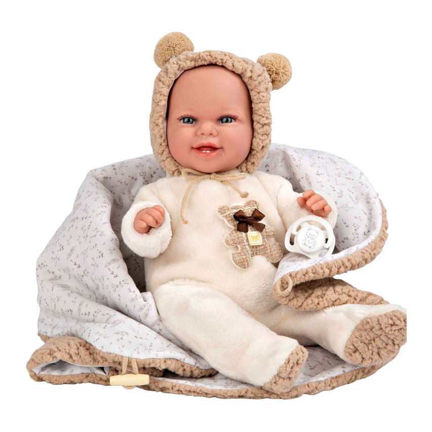 Elegance Babyto Babypuppe Beige Bären-Outfit mit Decke - 35 cm
