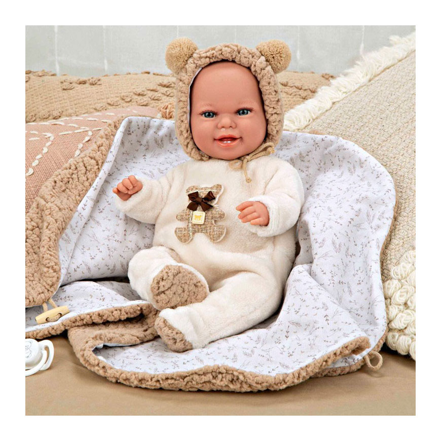 Elegance Babyto Babypuppe Beige Bären-Outfit mit Decke - 35 cm