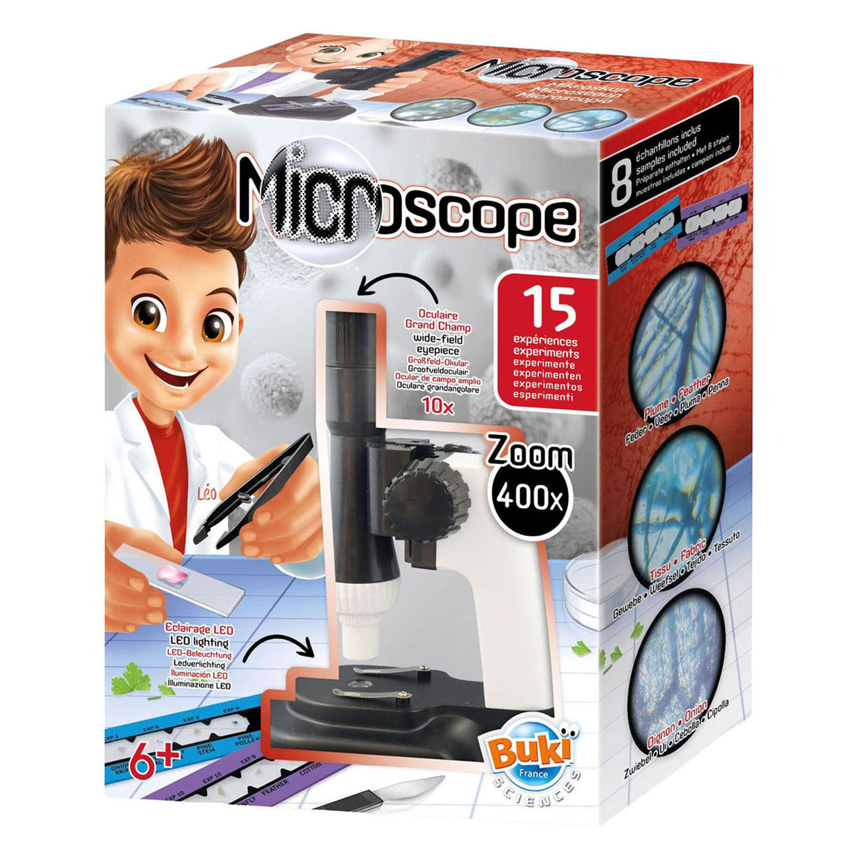 Livre de sciences : Microscope et 15 expériences