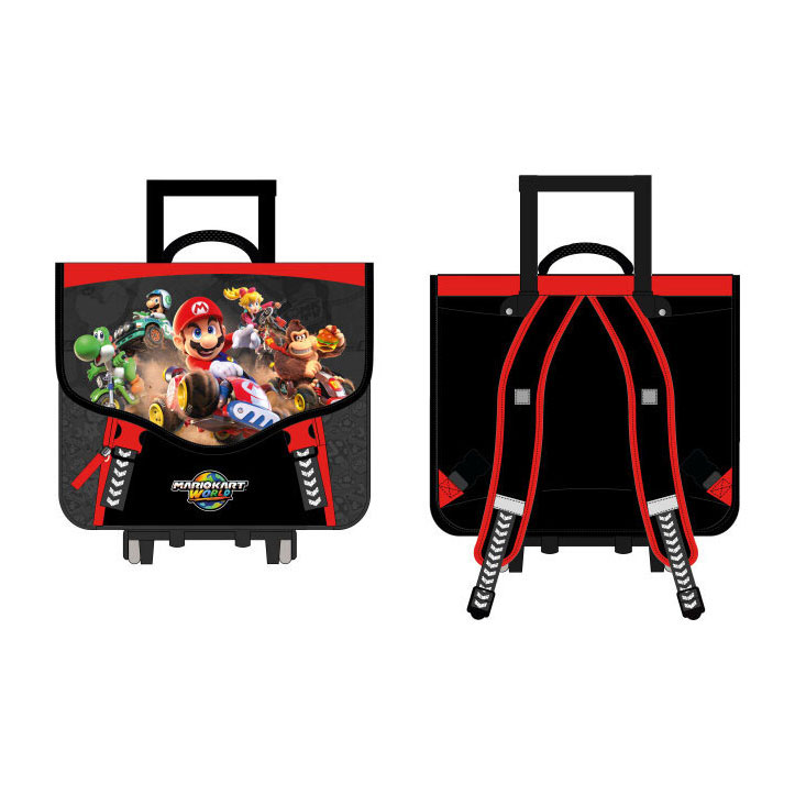 Sac à dos à roulettes Super Mario avec 2 compartiments et une poche avant