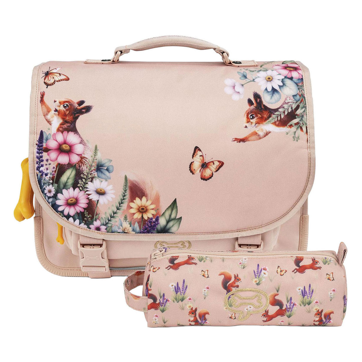 Stones and Bones Curious Squirrels Old Rose Lily Schooltas met Etui