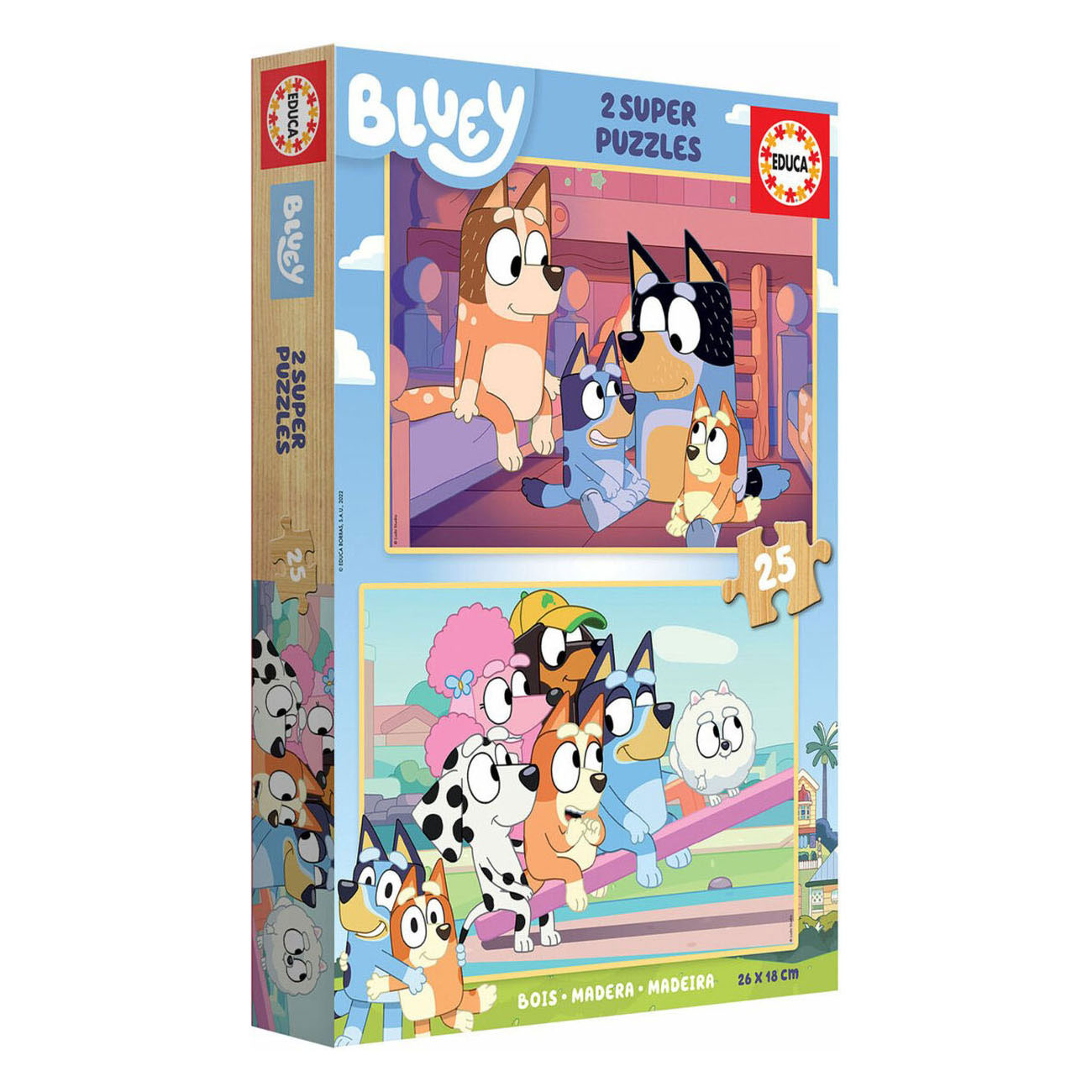Bluey Holzpuzzle - 2x25 Teile.