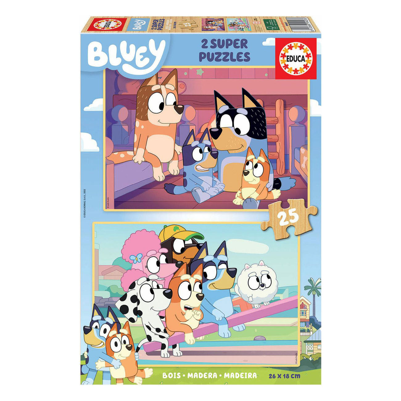 Bluey Holzpuzzle - 2x25 Teile.
