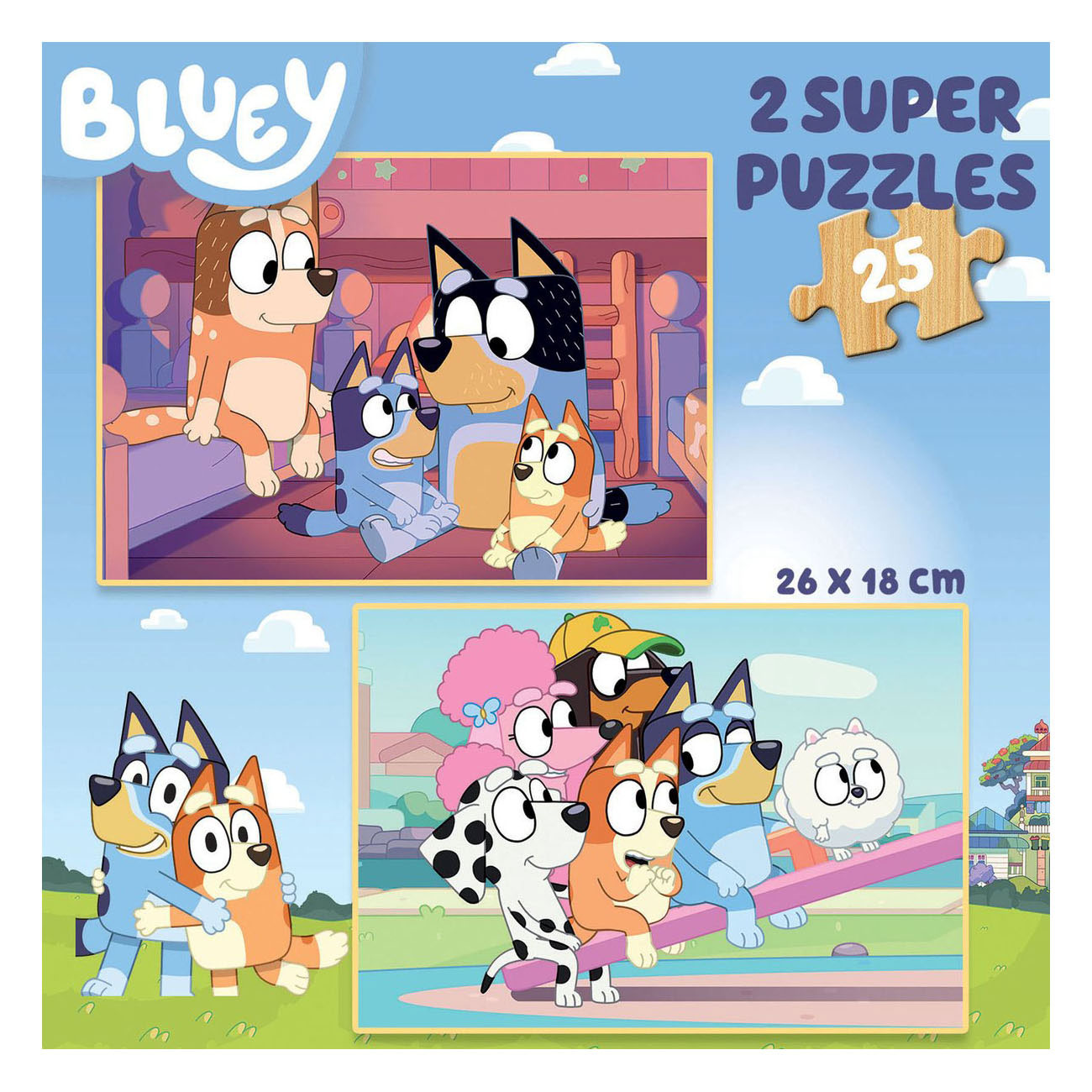 Bluey Holzpuzzle - 2x25 Teile.