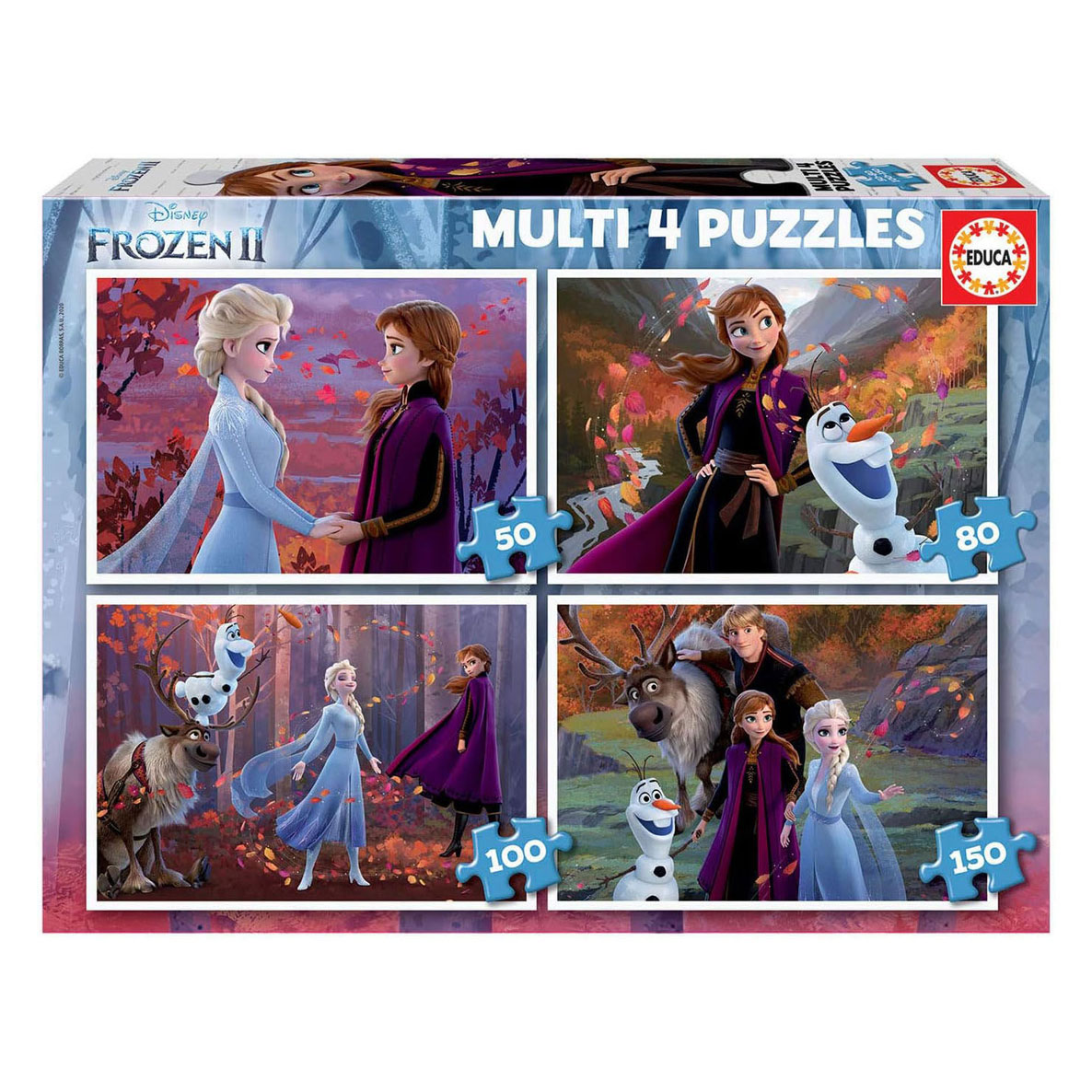 Frozen 2 Legpuzeel 4-in-1 - 50-80-100-150st.