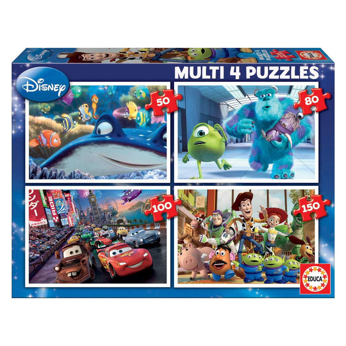 Pixar Legpuzzel 4-in-1 - 50-80-100-150st.