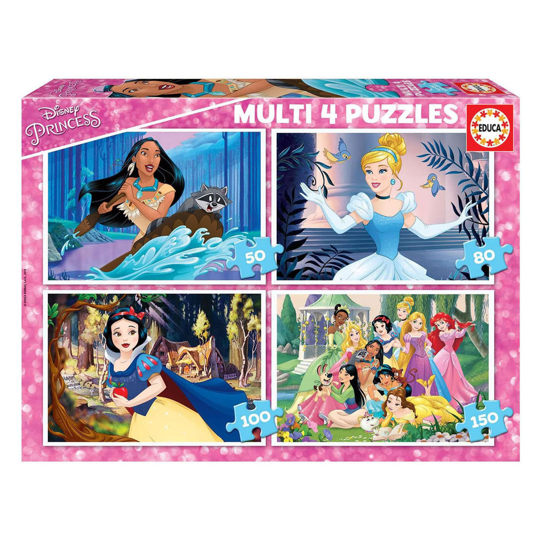 Disney Princess 4-in-1 Legpuzzel - 50-80-100-150st.