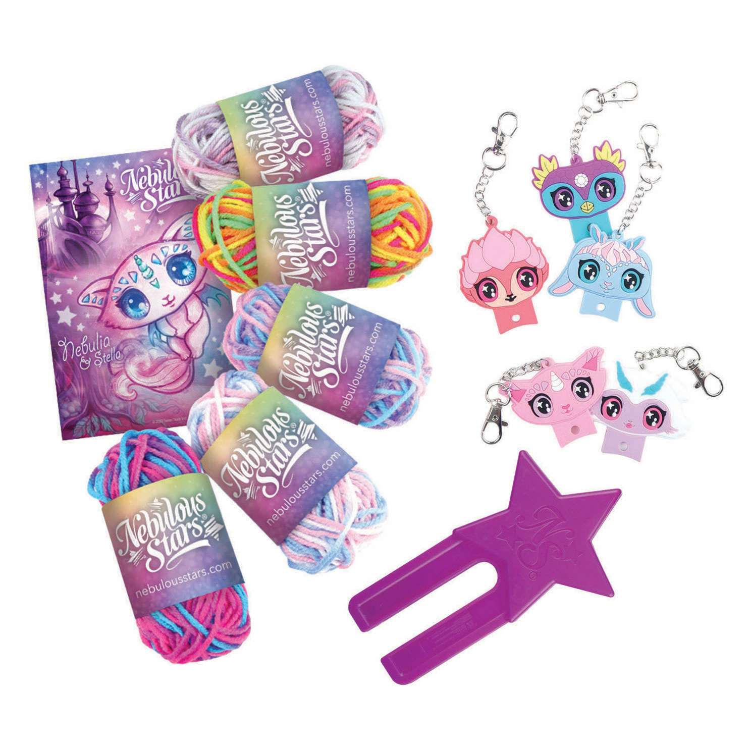 Nebulous Stars Pompom Animoulous - Maak 5 Sleutelhangers