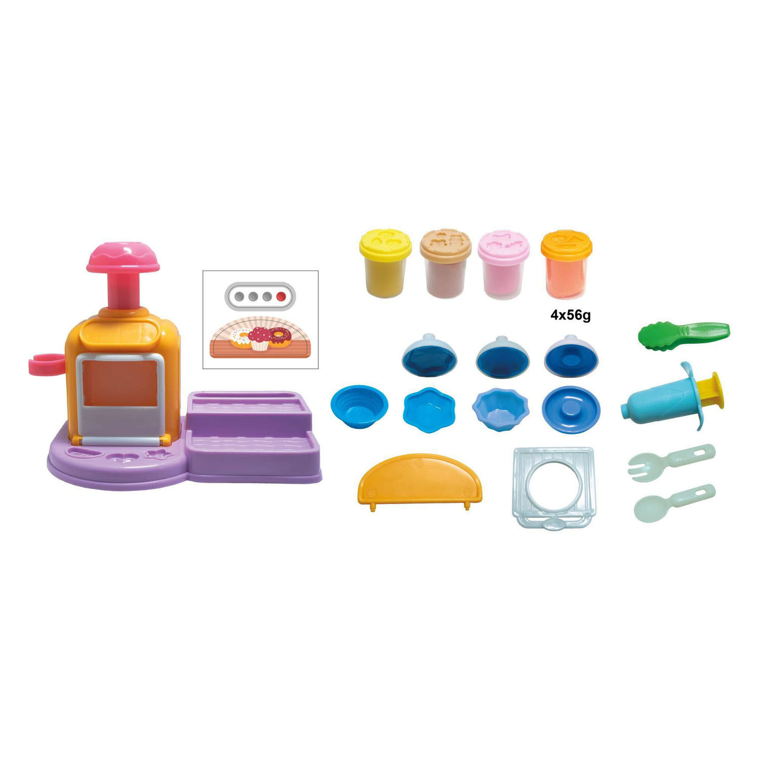 Kid's Dough Speelgoedoven Speelset - 4 Kleipotjes