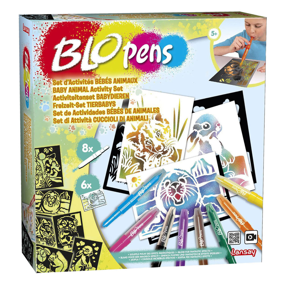 Kit de loisirs créatifs Blopens Animaux Bébés avec 8 stylos à souffler
